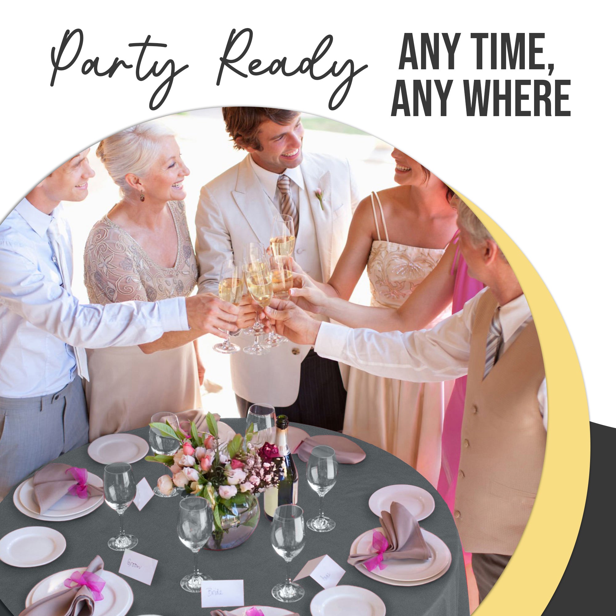 Premium Round Silver Plastic Table Covers | 12 Pack | 84 in.