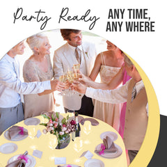 Premium Round Light Yellow Plastic Table Cover | 84 in. | Case of 96