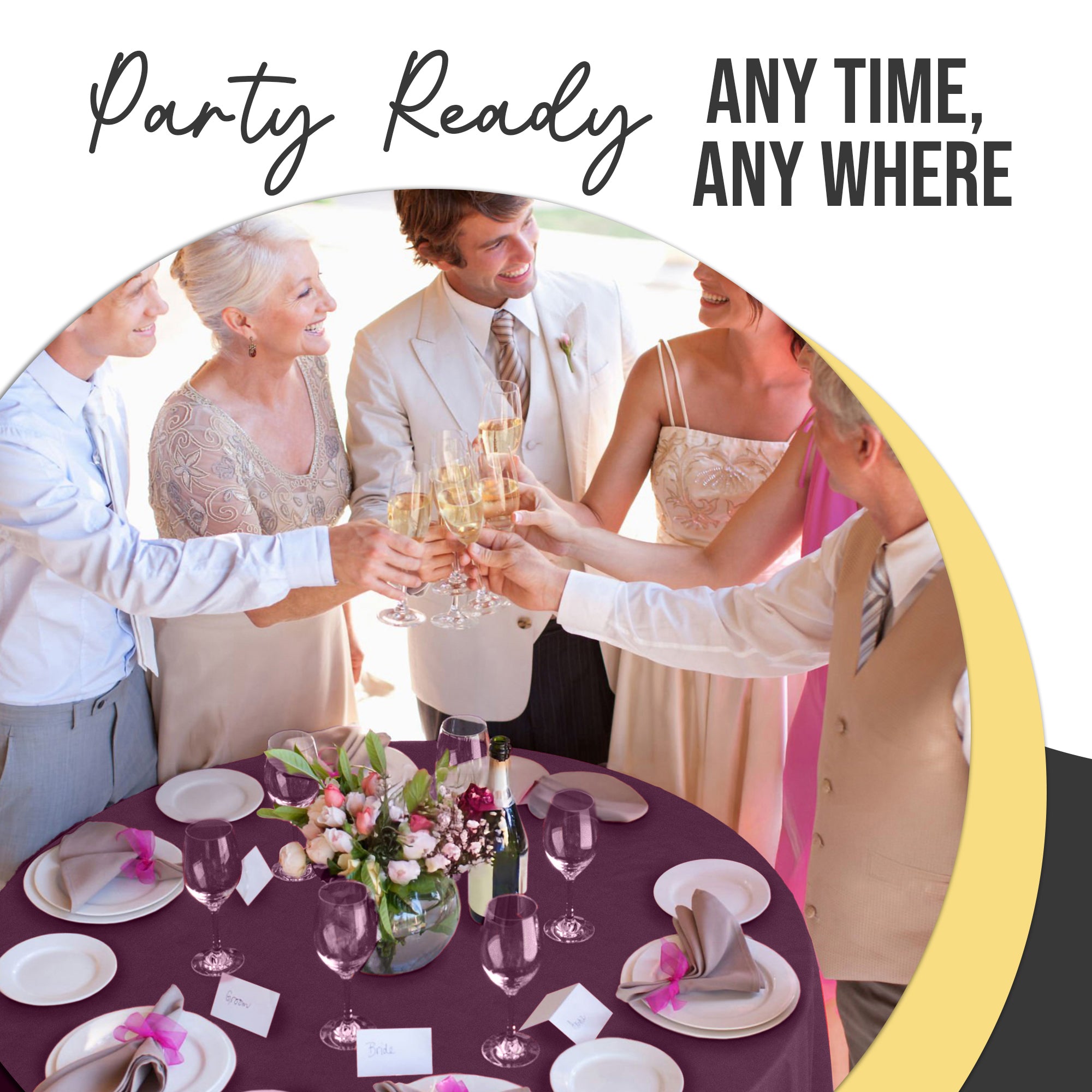 Premium Round Plum Plastic Table Covers | 12 Pack | 84 in.
