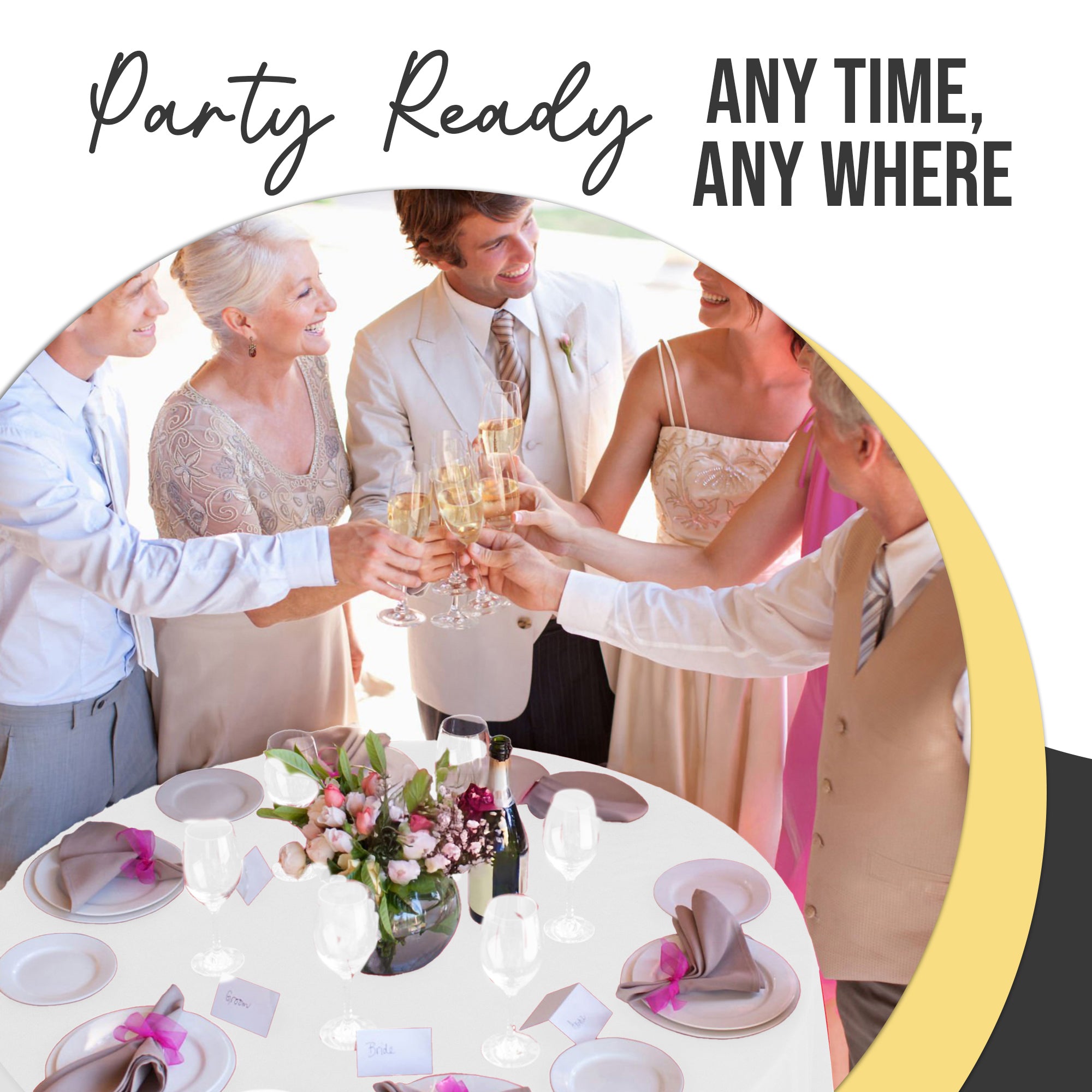 Premium Round White Plastic Table Cover | 84 in. | Case of 96