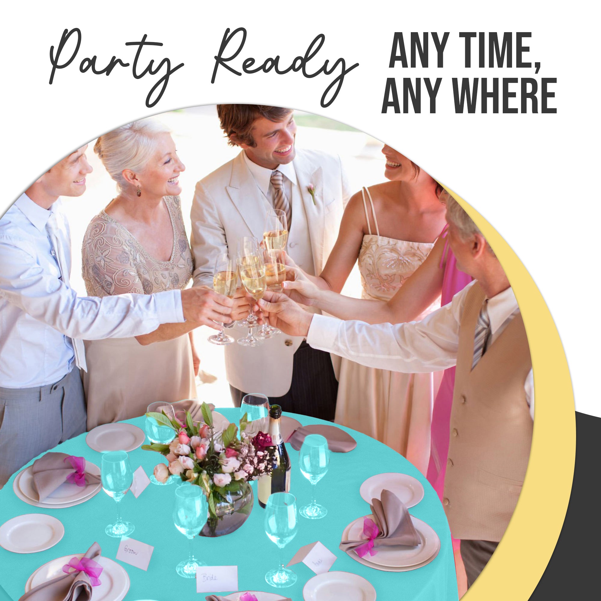 Premium Round Aqua Blue Plastic Table Cover | 84 in. | Case of 96