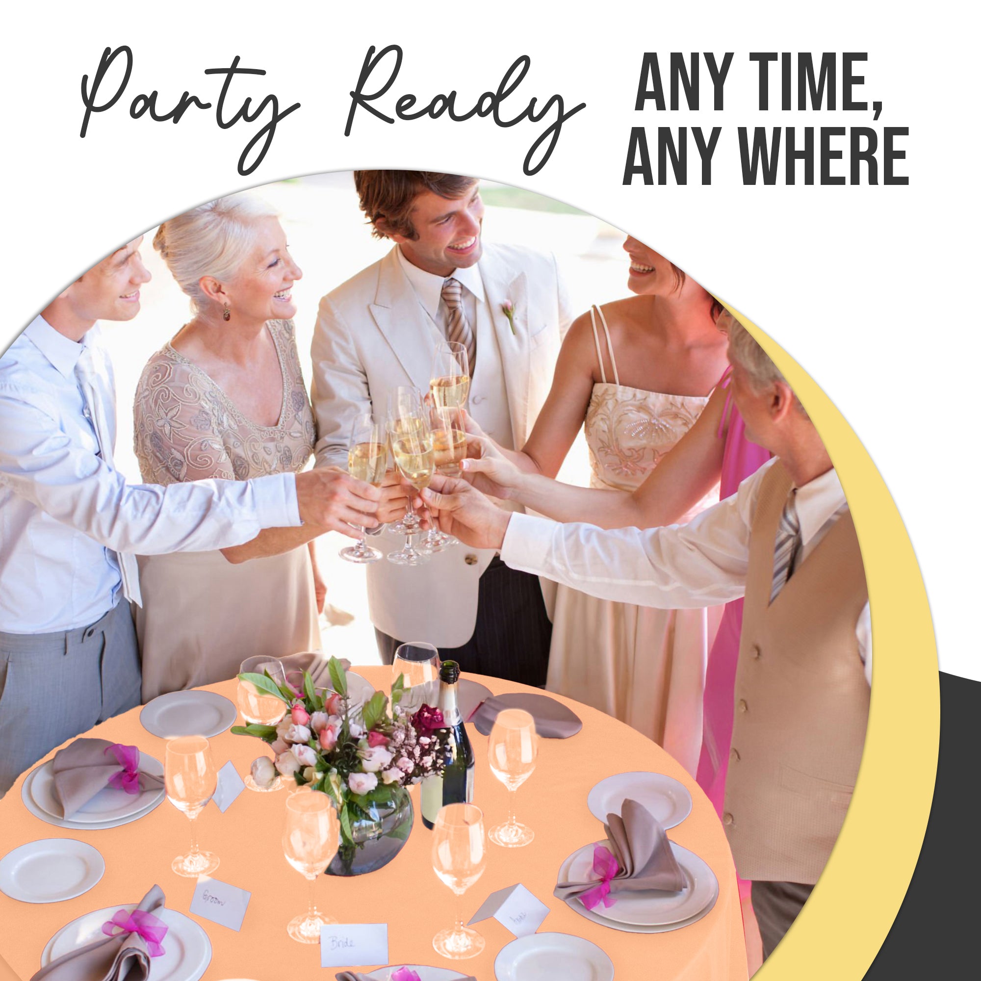 Premium Round Peach Plastic Table Cover | 84 in. | Case of 96
