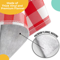Red Gingham Flannel Backed Plastic Table Cover 70 in. Round | Case of 24