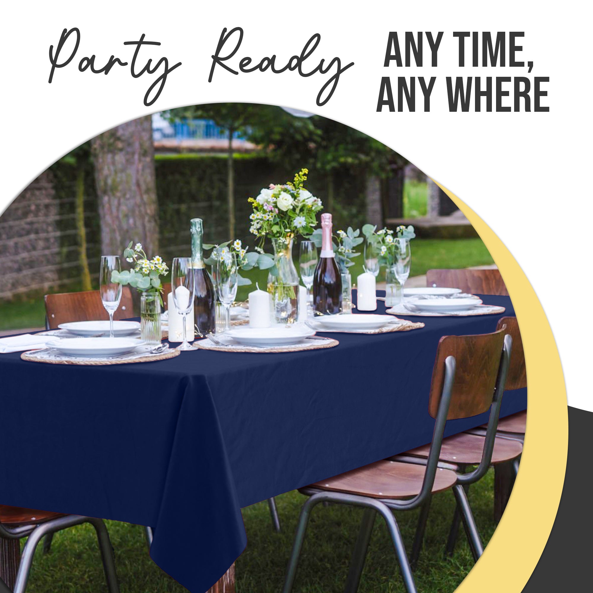 Premium Navy Blue Plastic Table Cover | 54 in. x 108 in.