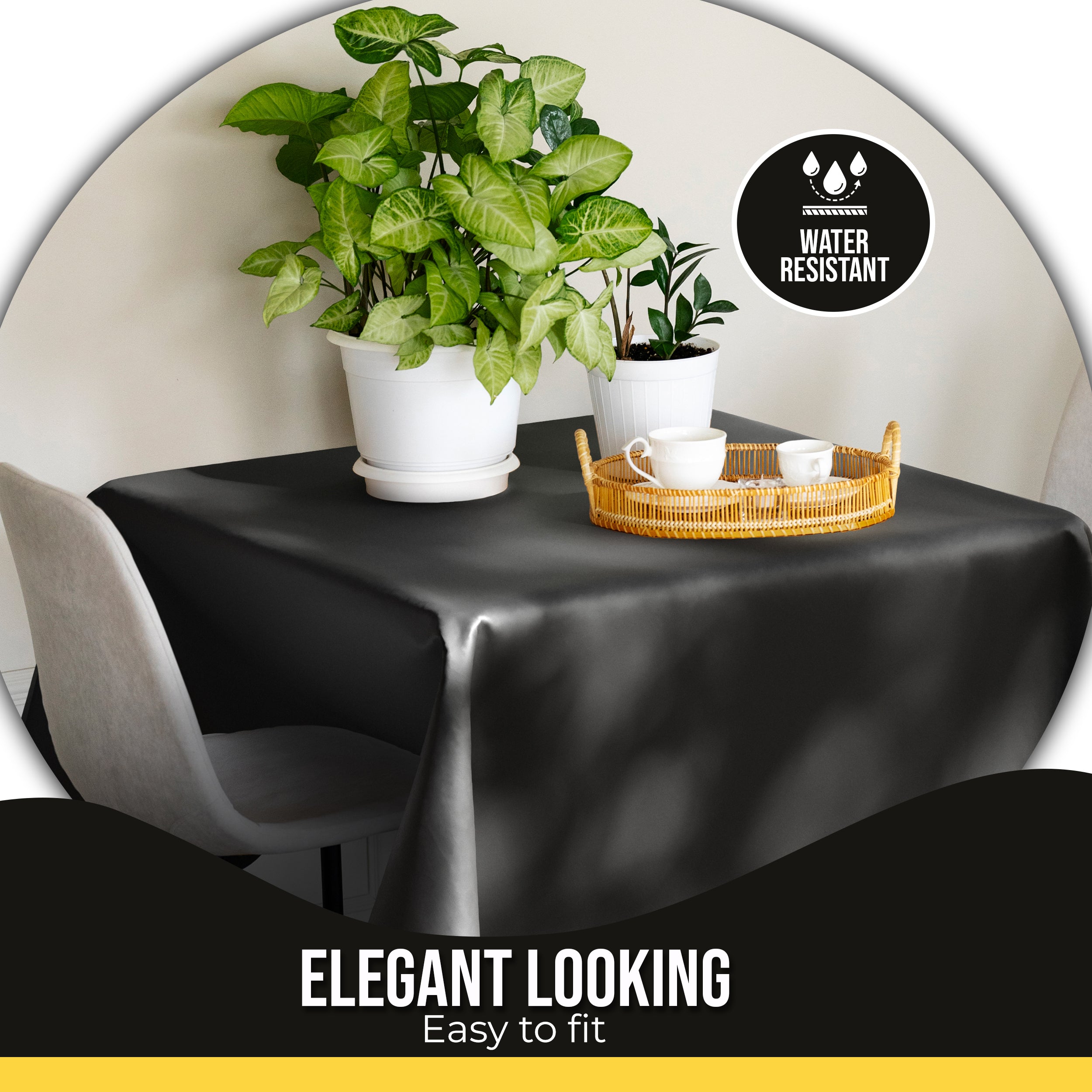 Premium Square Black Table Cover 52" x 52" | 1 Pack