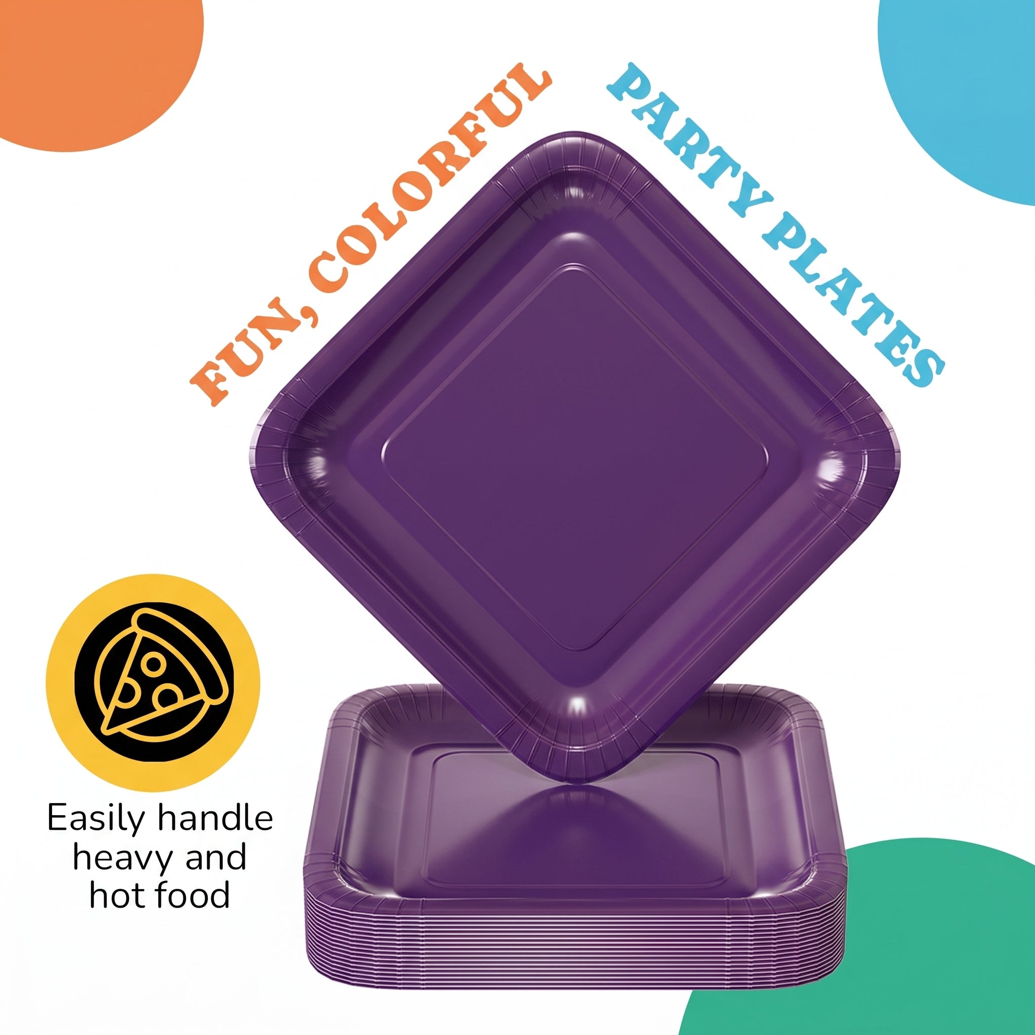 9 In. Purple Square Paper Plates - 50 Ct.