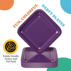 7 In. Purple Square Paper Plates - 20 Ct.