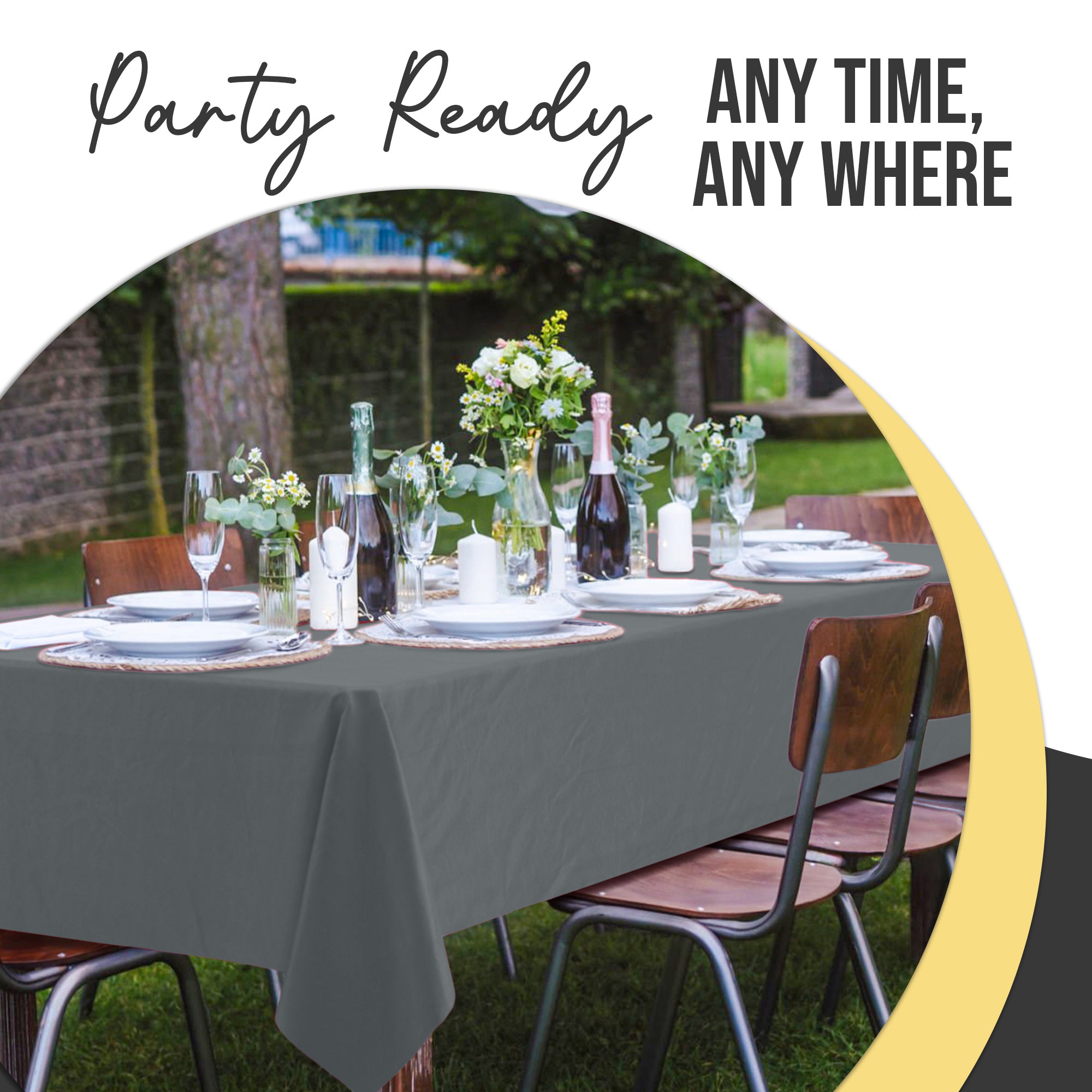 Premium Silver Plastic Table Covers | 6 Pack | 54 in. x 108 in.