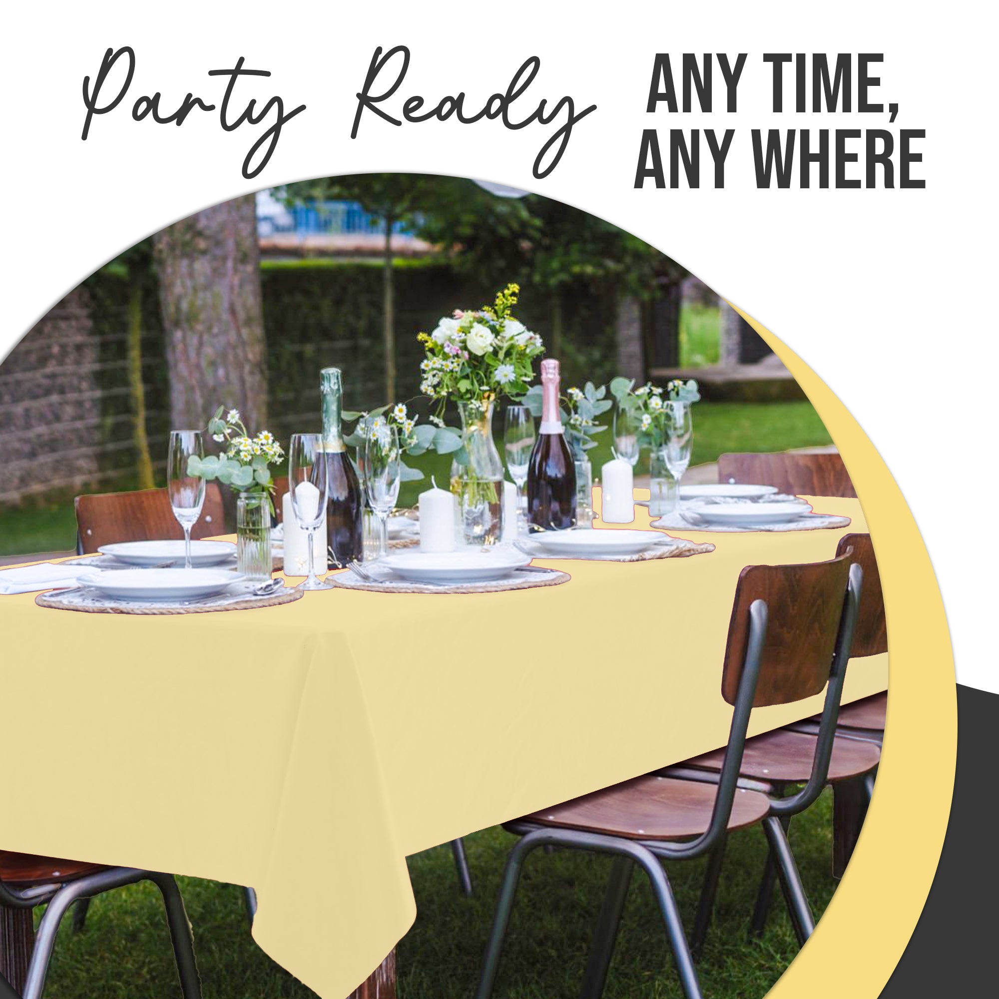 Premium Light Yellow Plastic Table Cover | 54 in. x 108 in.