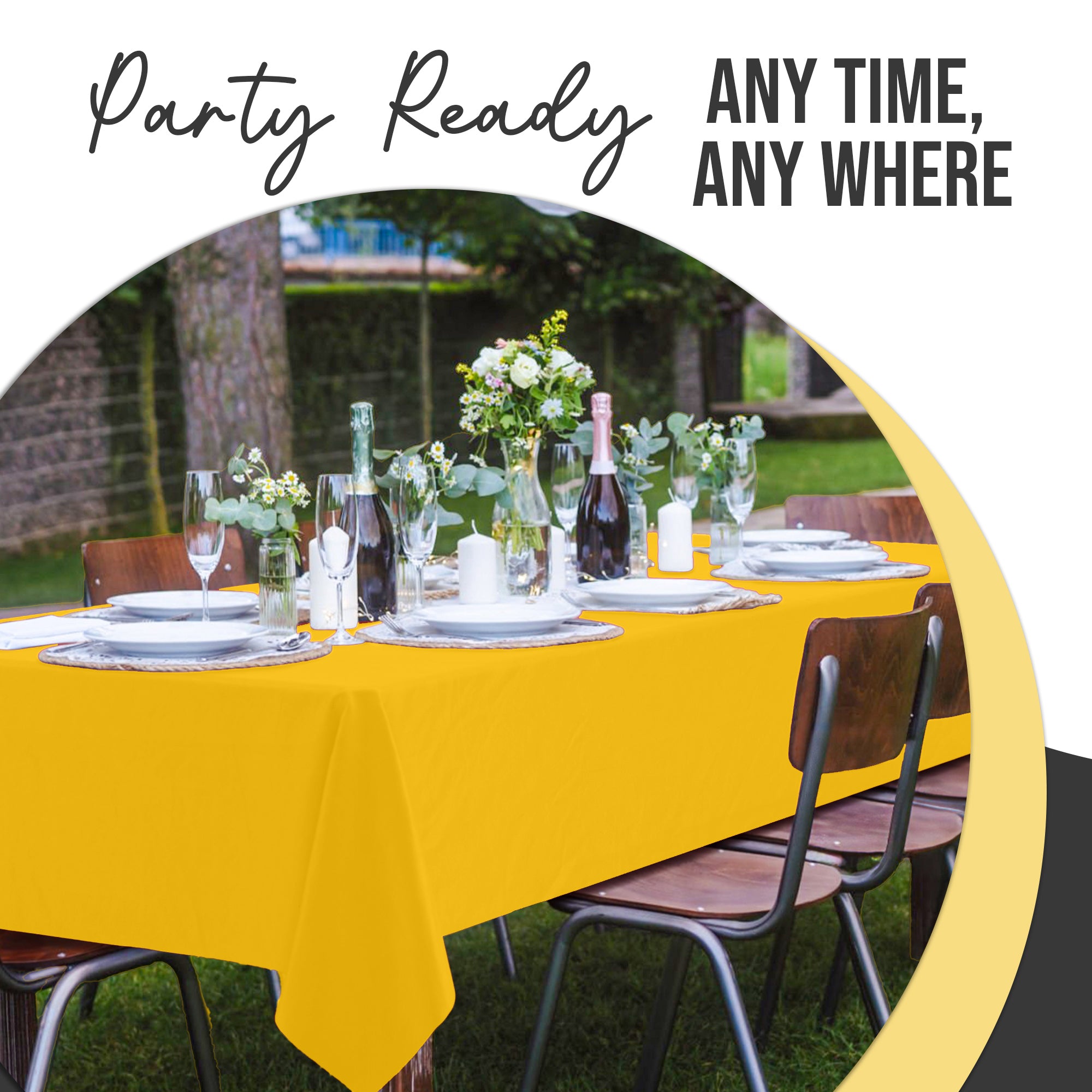 Premium Yellow Plastic Table Cover | 54 in. x 108 in.