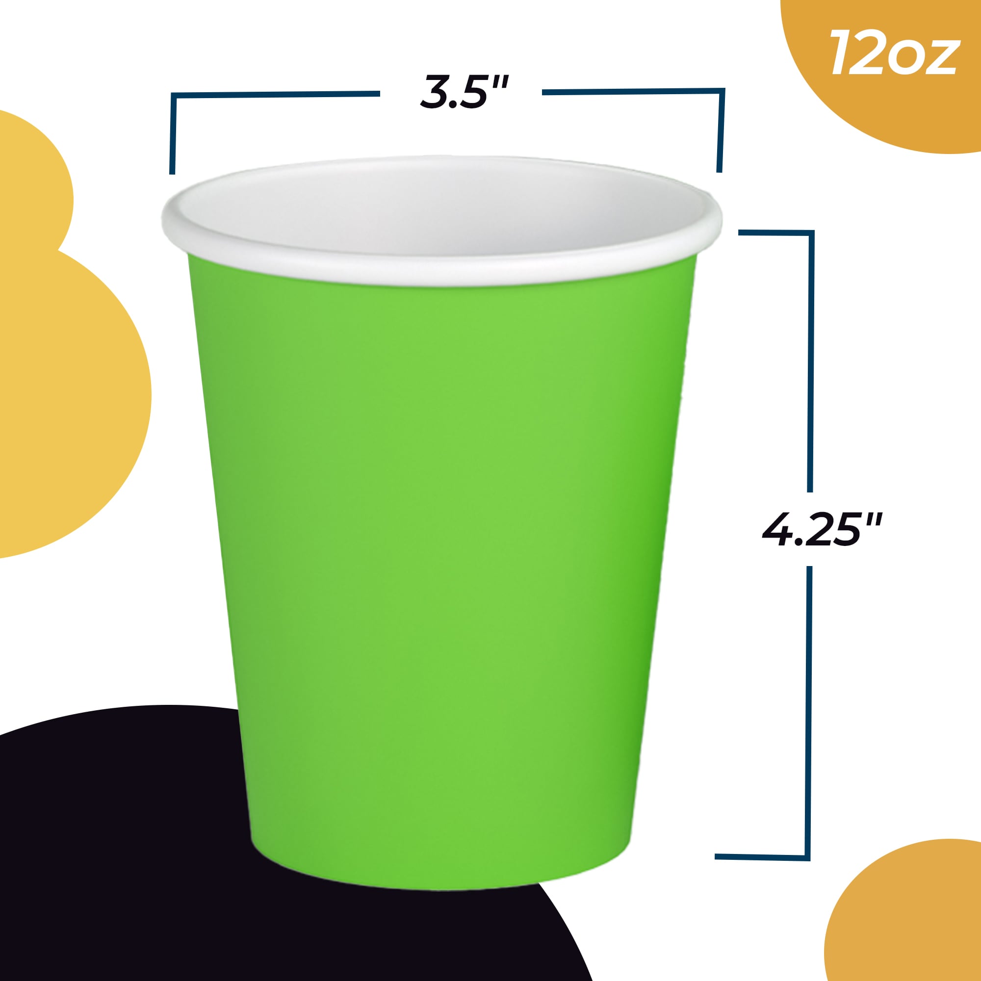 12 Oz. Lime Green Paper Cups | 20 Count