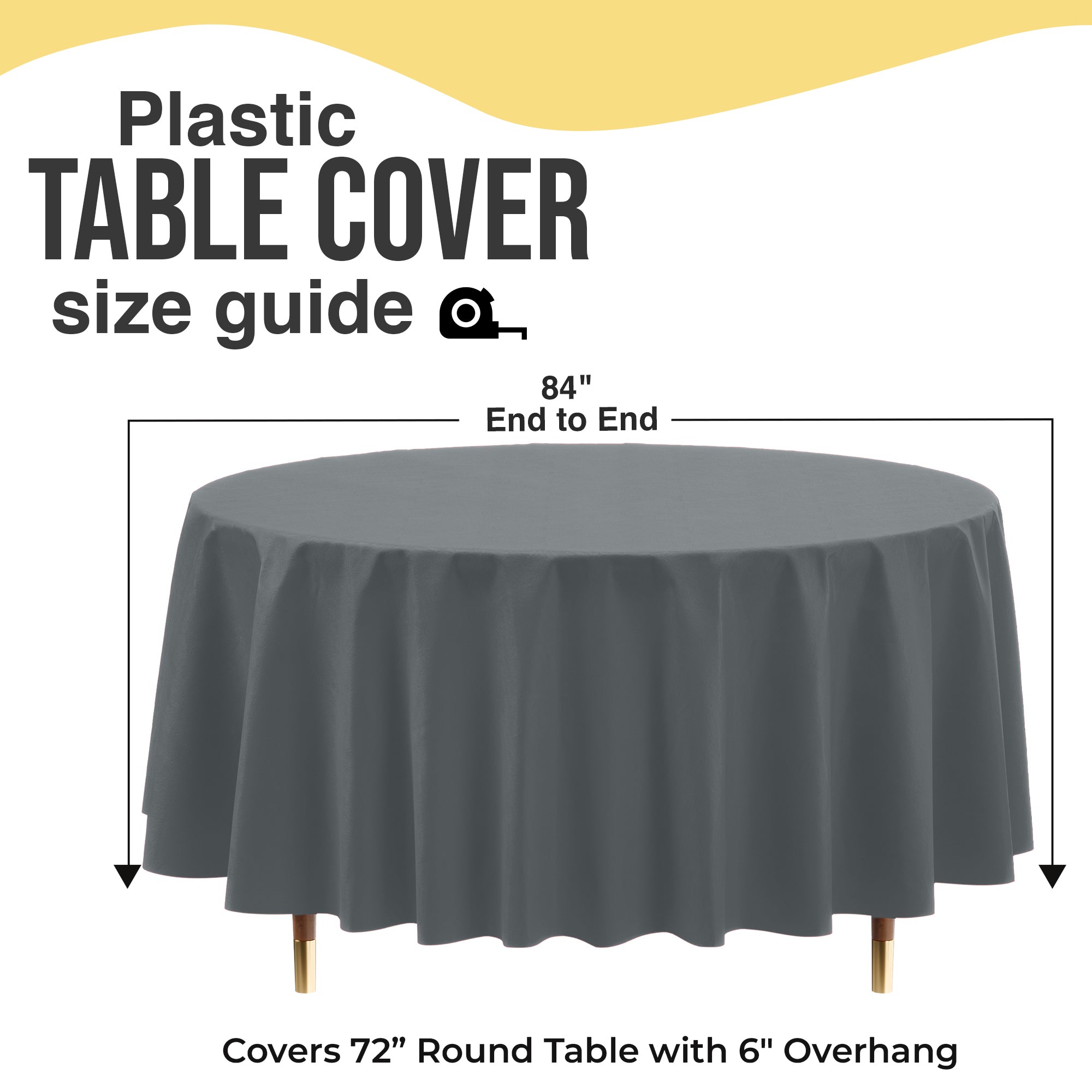 Premium Round Silver Plastic Table Covers | 12 Pack | 84 in.