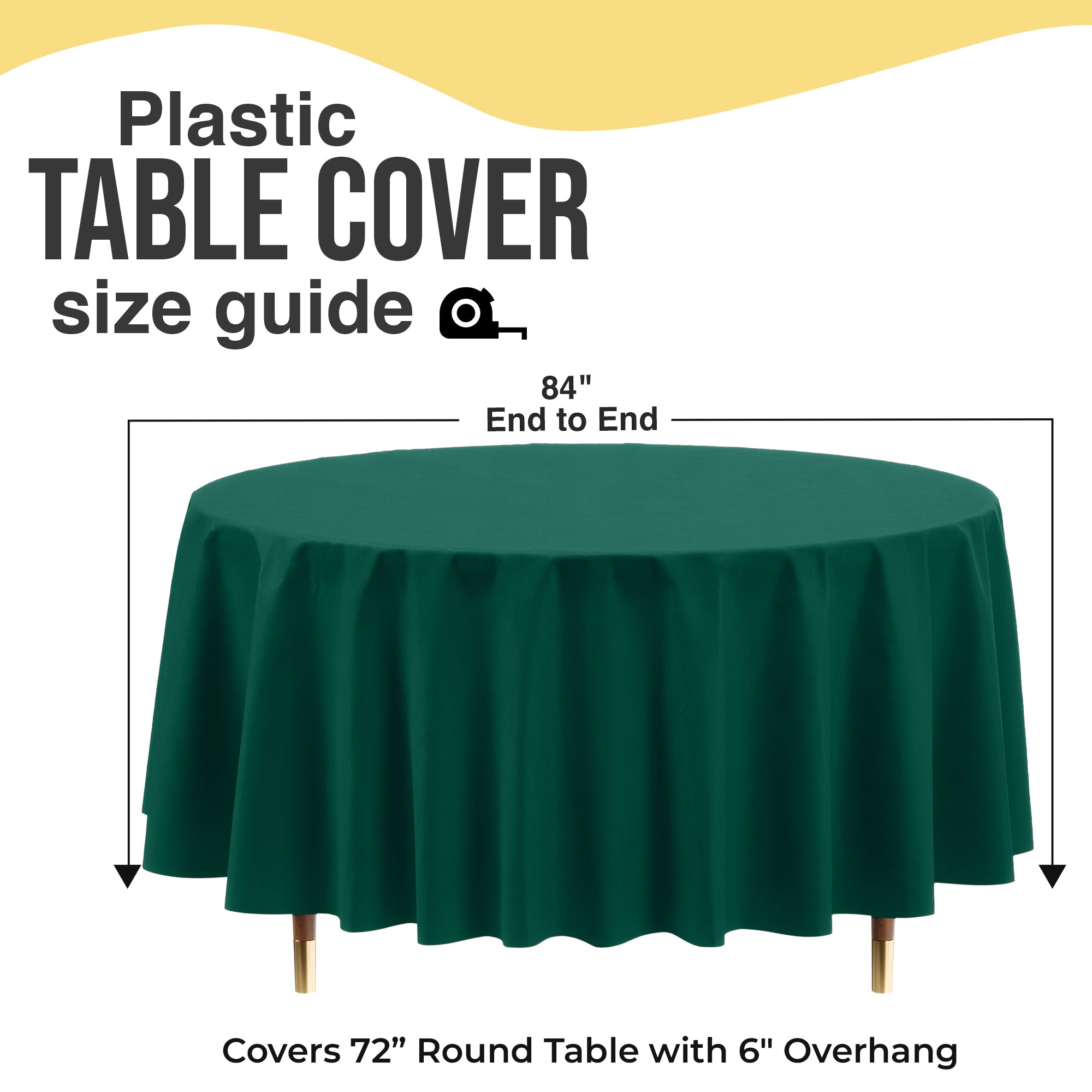 Premium Round Dark Green Plastic Table Covers | 6 Pack | 84 in.