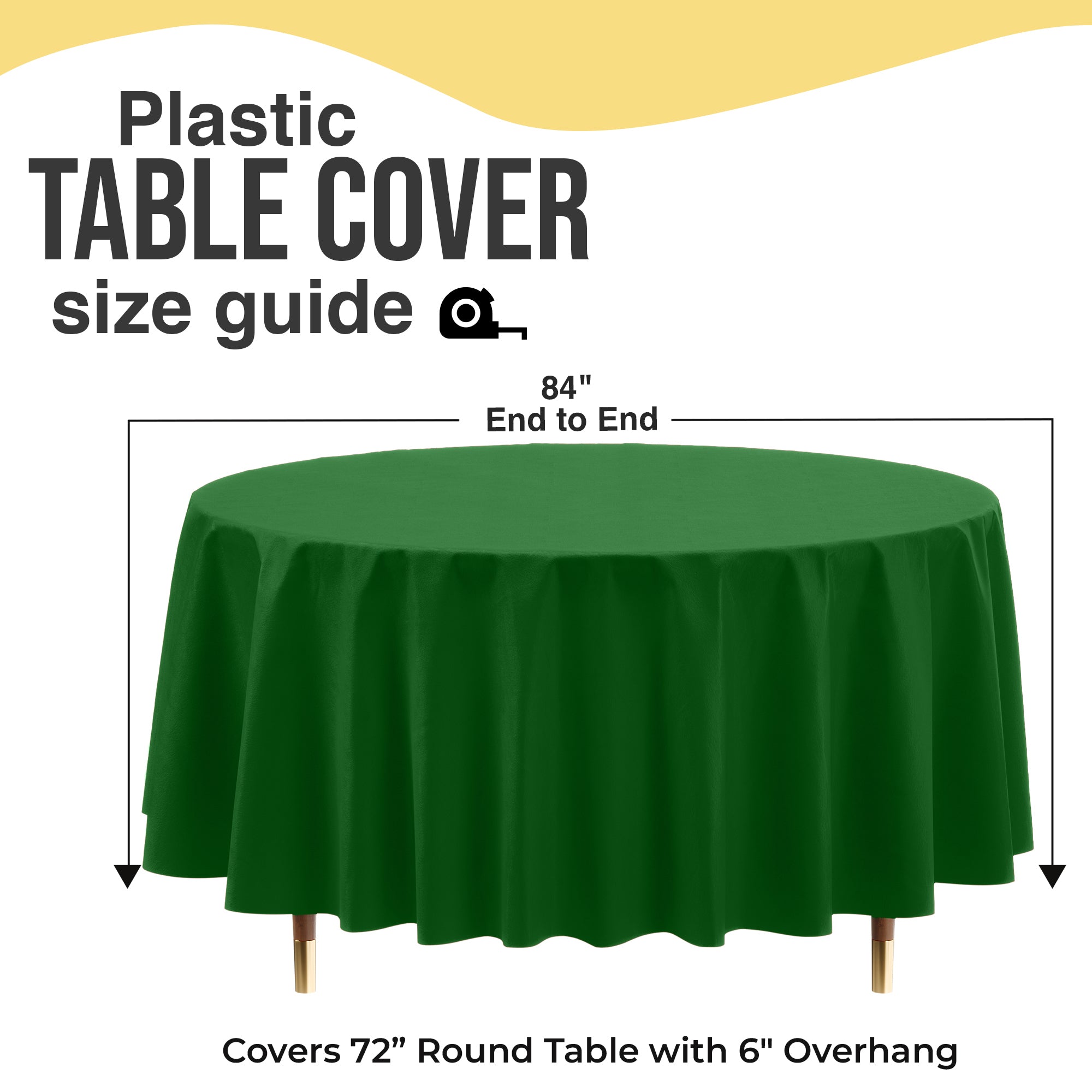 Premium Round Emerald Green Plastic Table Cover | 84 in.