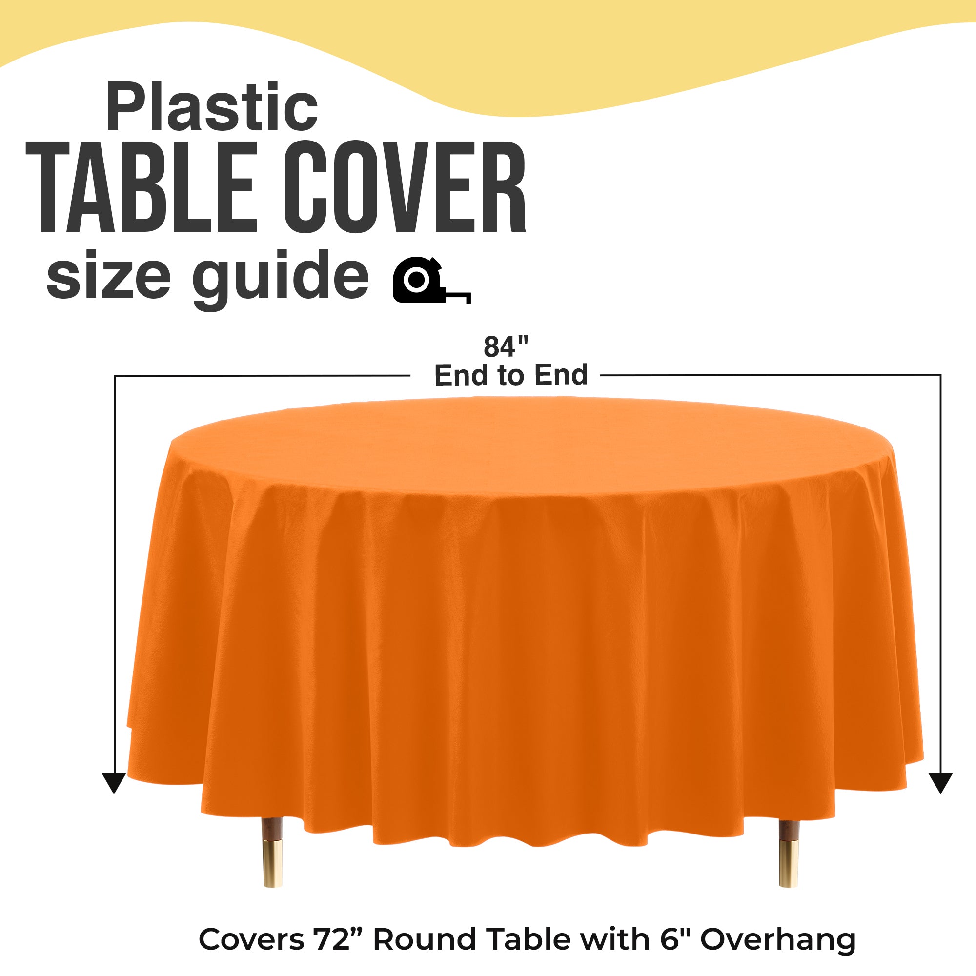 Premium Round Orange Plastic Table Cover | 84 in.