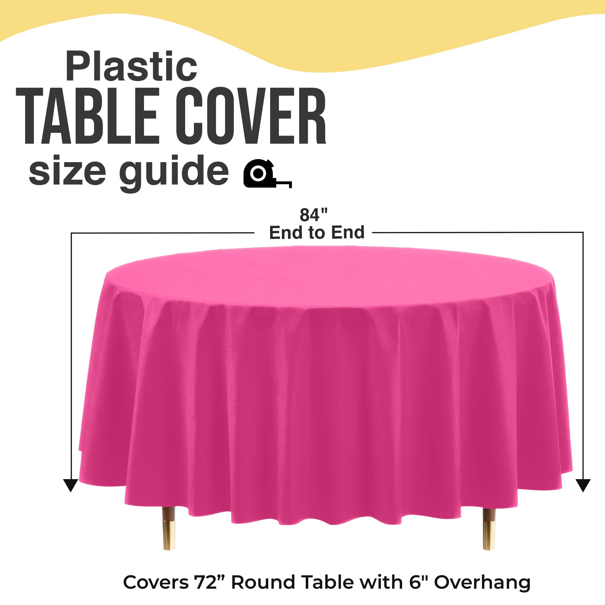 Premium Round Cerise Plastic Table Covers | 12 Pack | 84 in.