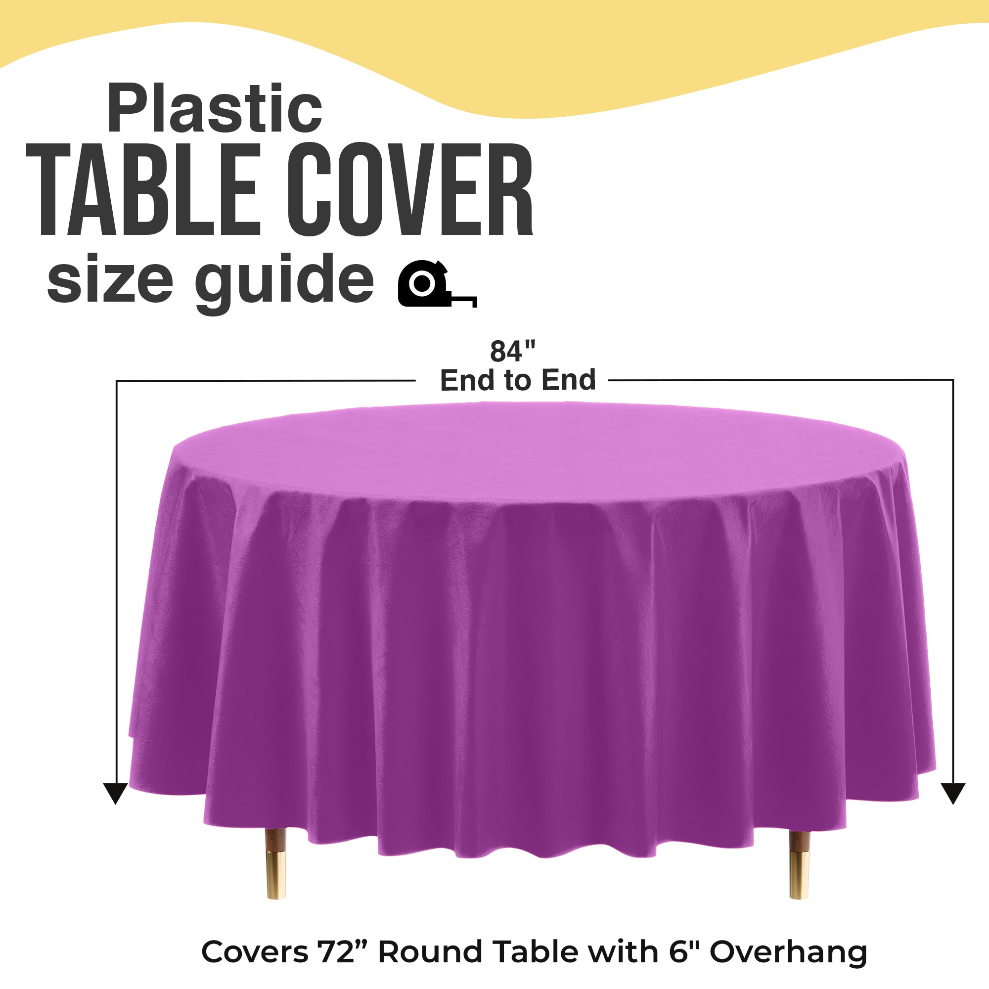 Premium Round Magenta Plastic Table Cover | 84 in. | Case of 96