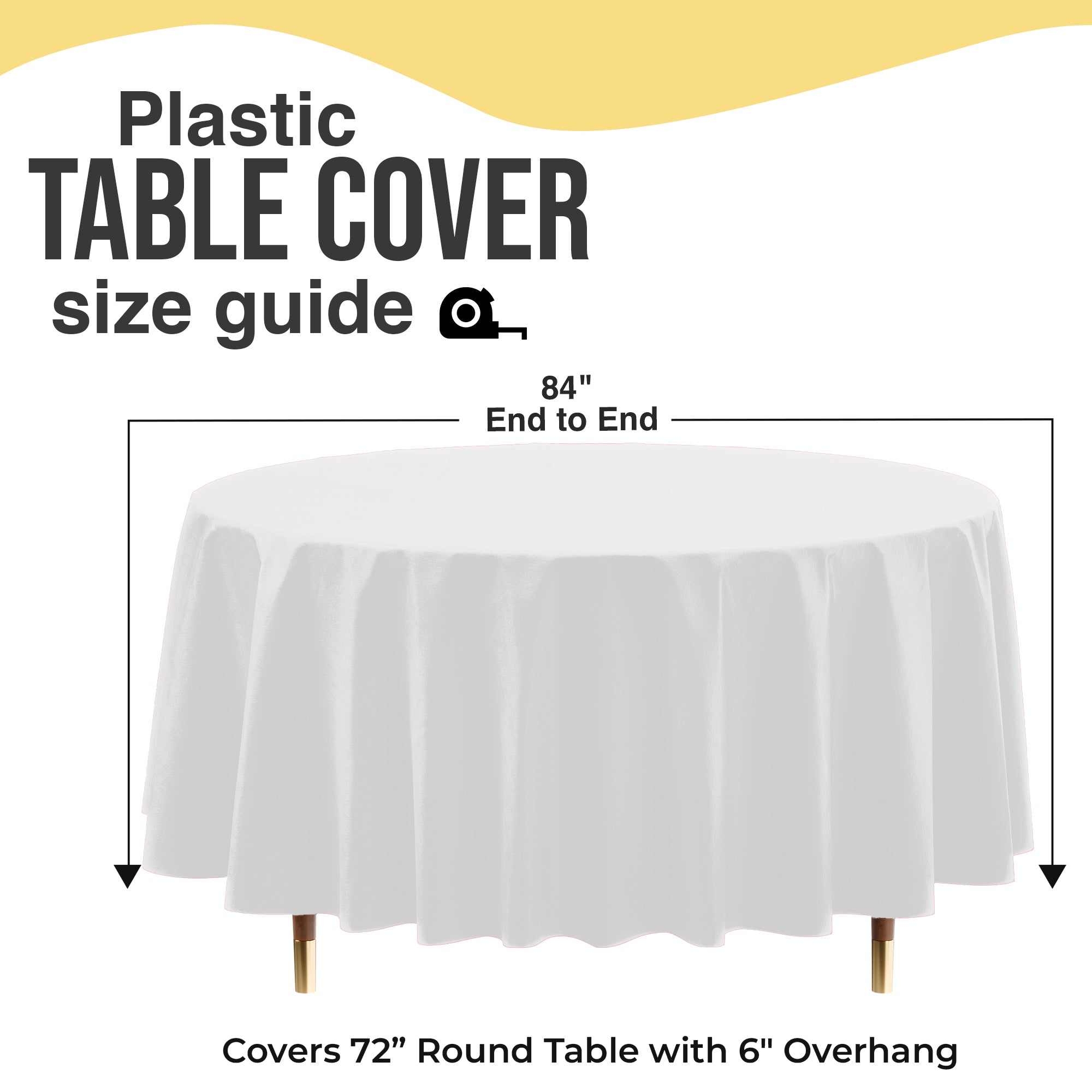 Premium Round White Plastic Table Covers | 12 Pack | 84 in.