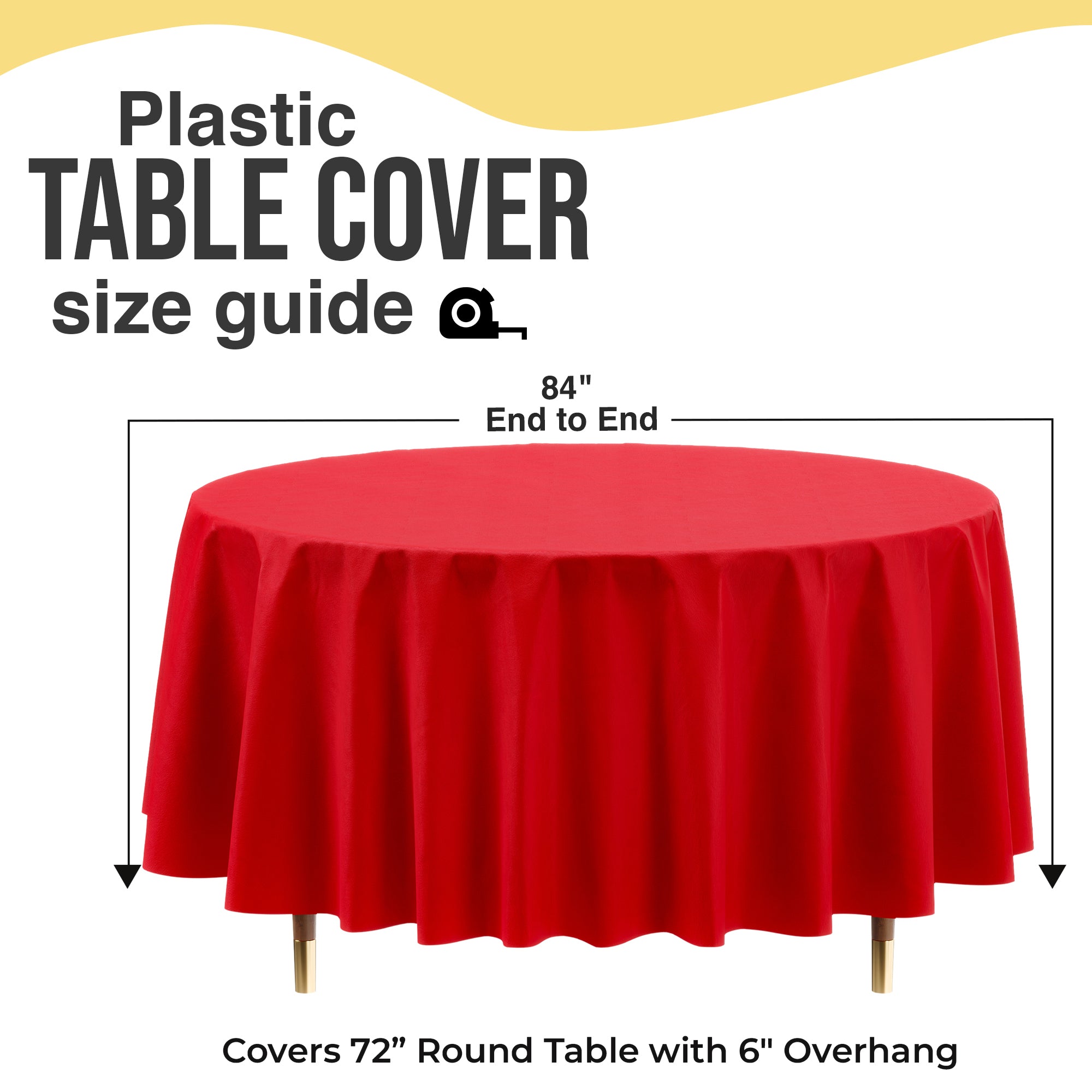 Premium Round Red Plastic Table Covers | 12 Pack | 84 in.