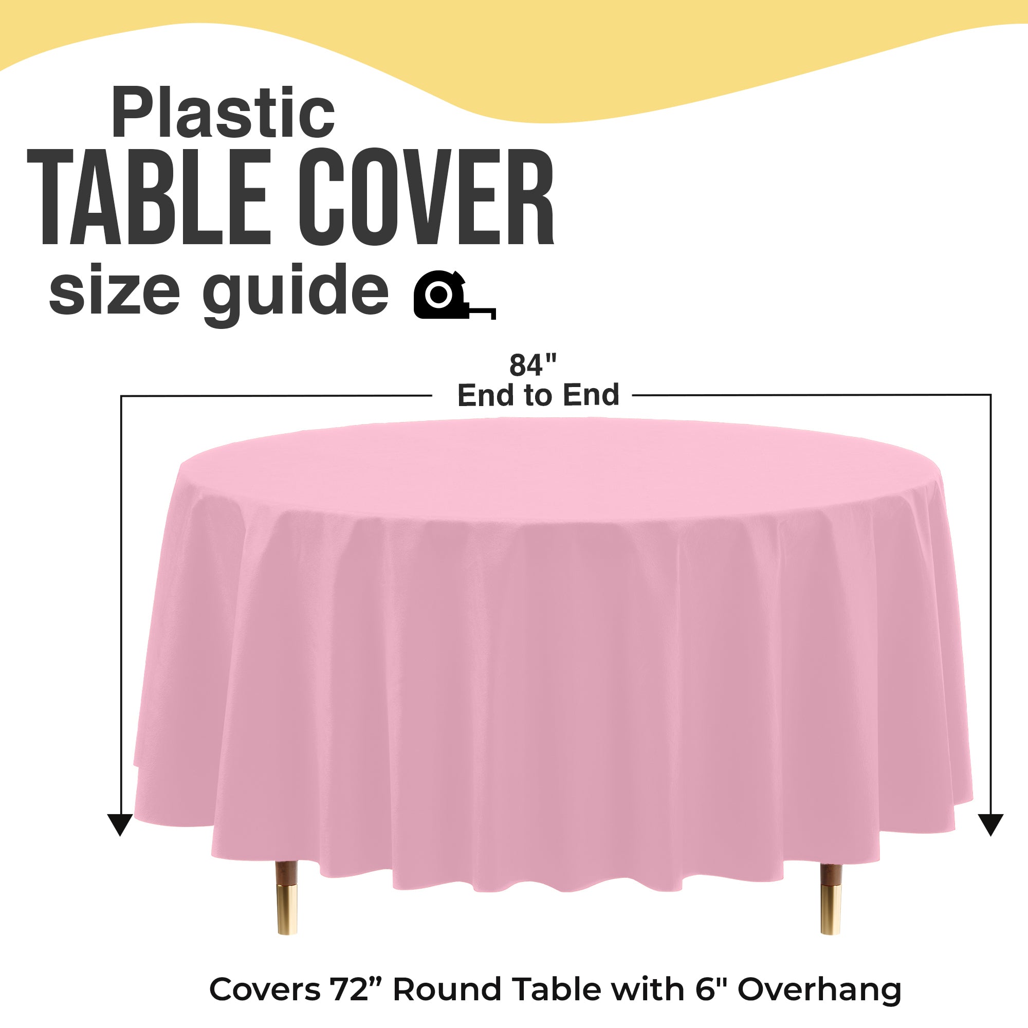 Premium Round Pink Plastic Table Covers | 12 Pack | 84 in.
