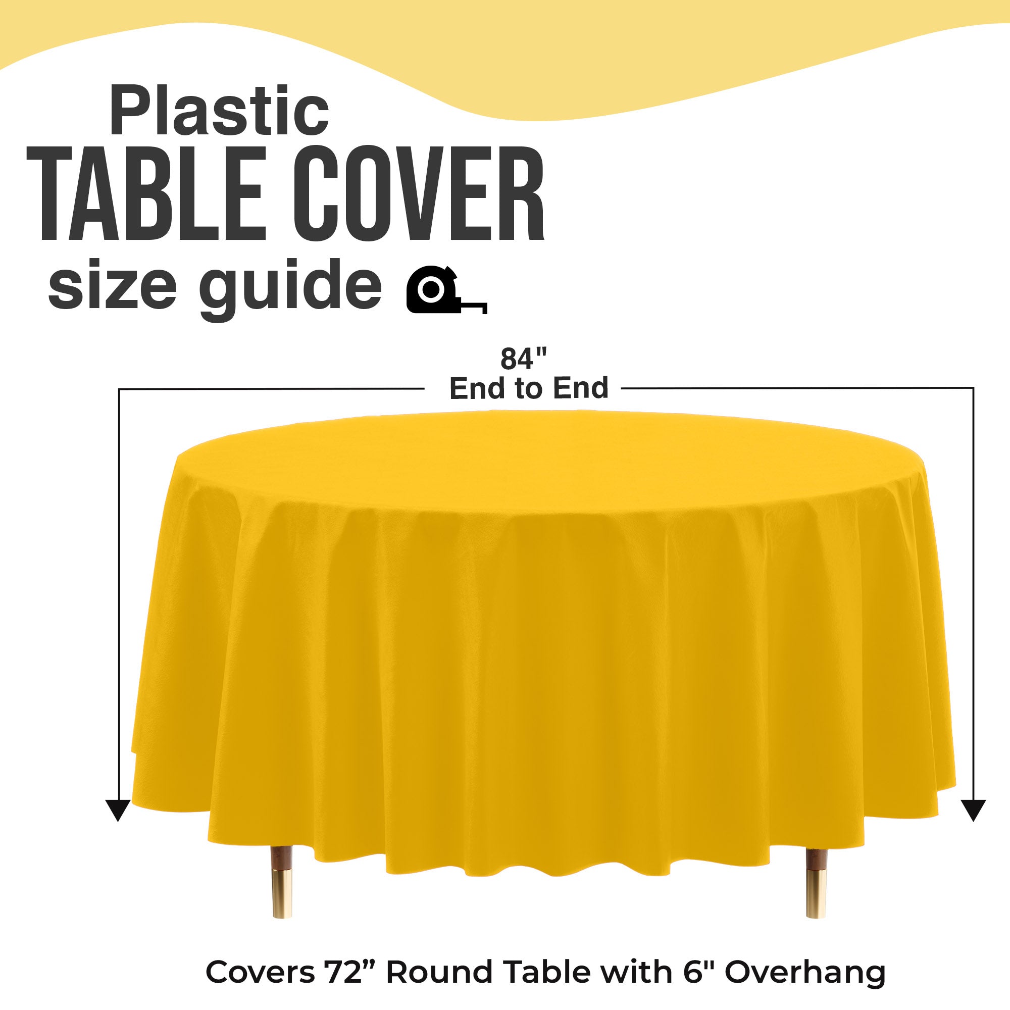 Premium Round Yellow Plastic Table Cover | 84 in.