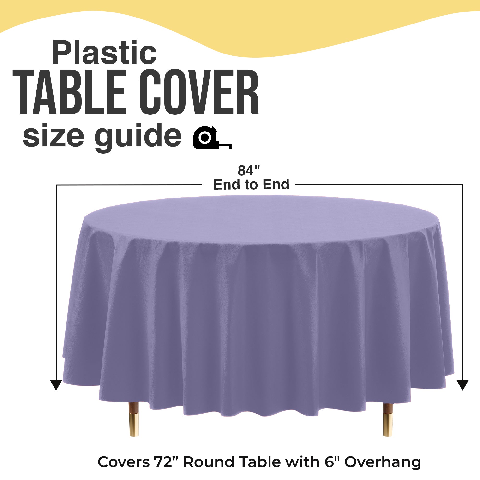 Premium Round Lavender Plastic Table Cover | 84 in. | Case of 96