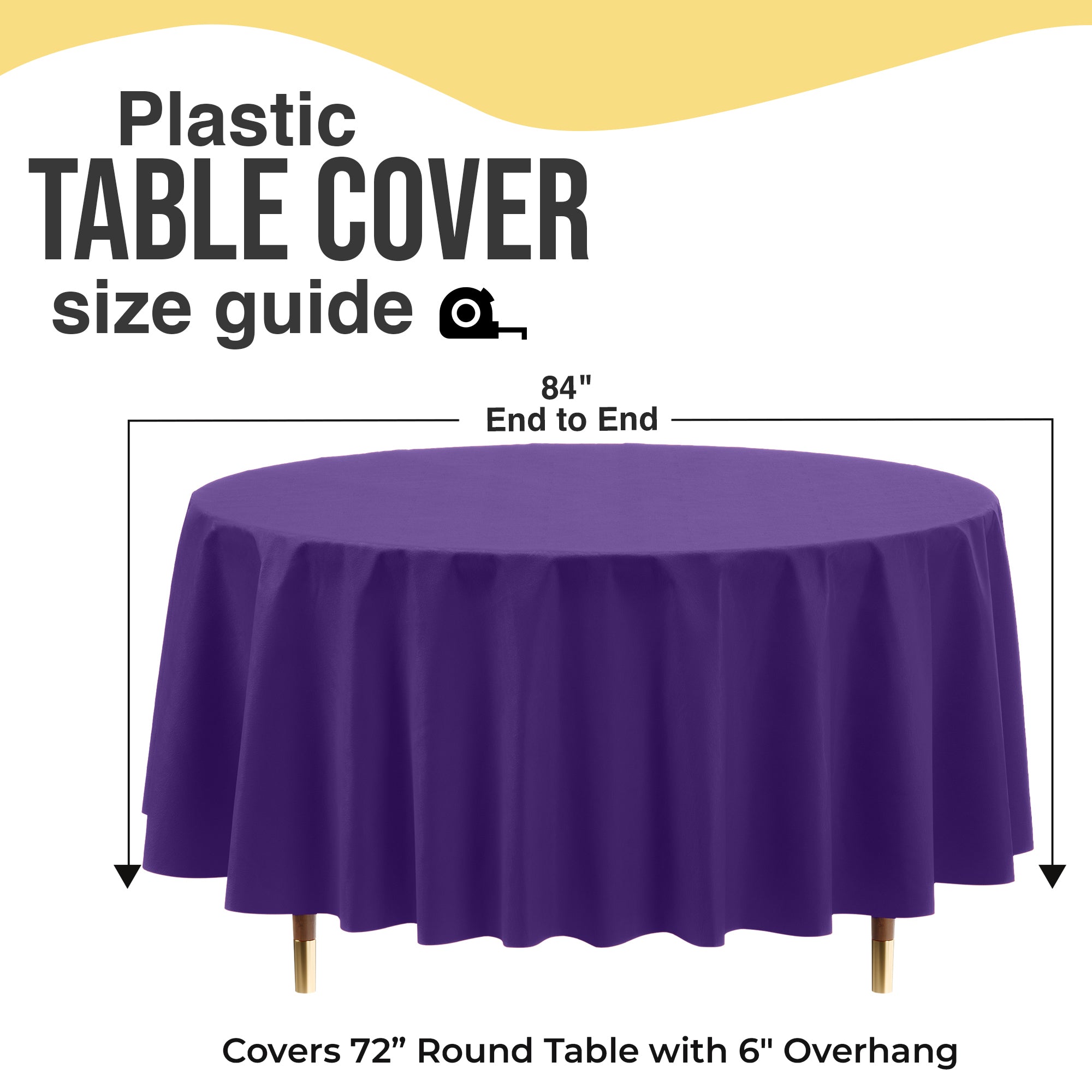 Premium Round Purple Plastic Table Covers | 6 Pack | 84 in.