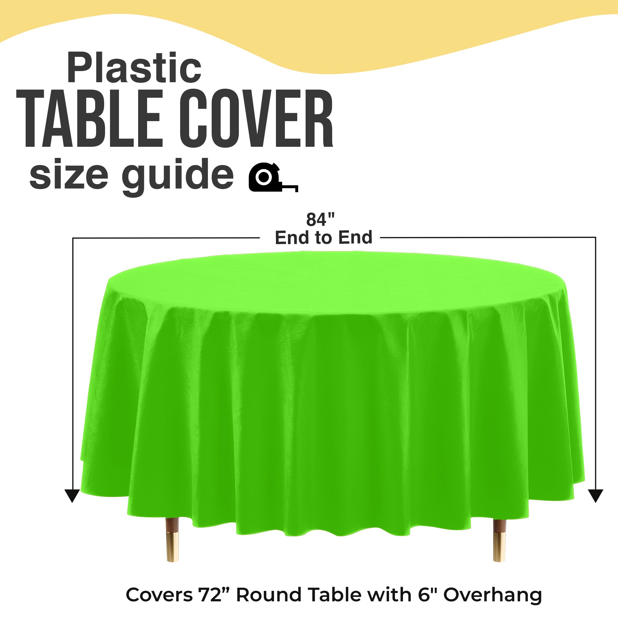 Premium Round Lime Green Plastic Table Covers | 12 Pack | 84 in.
