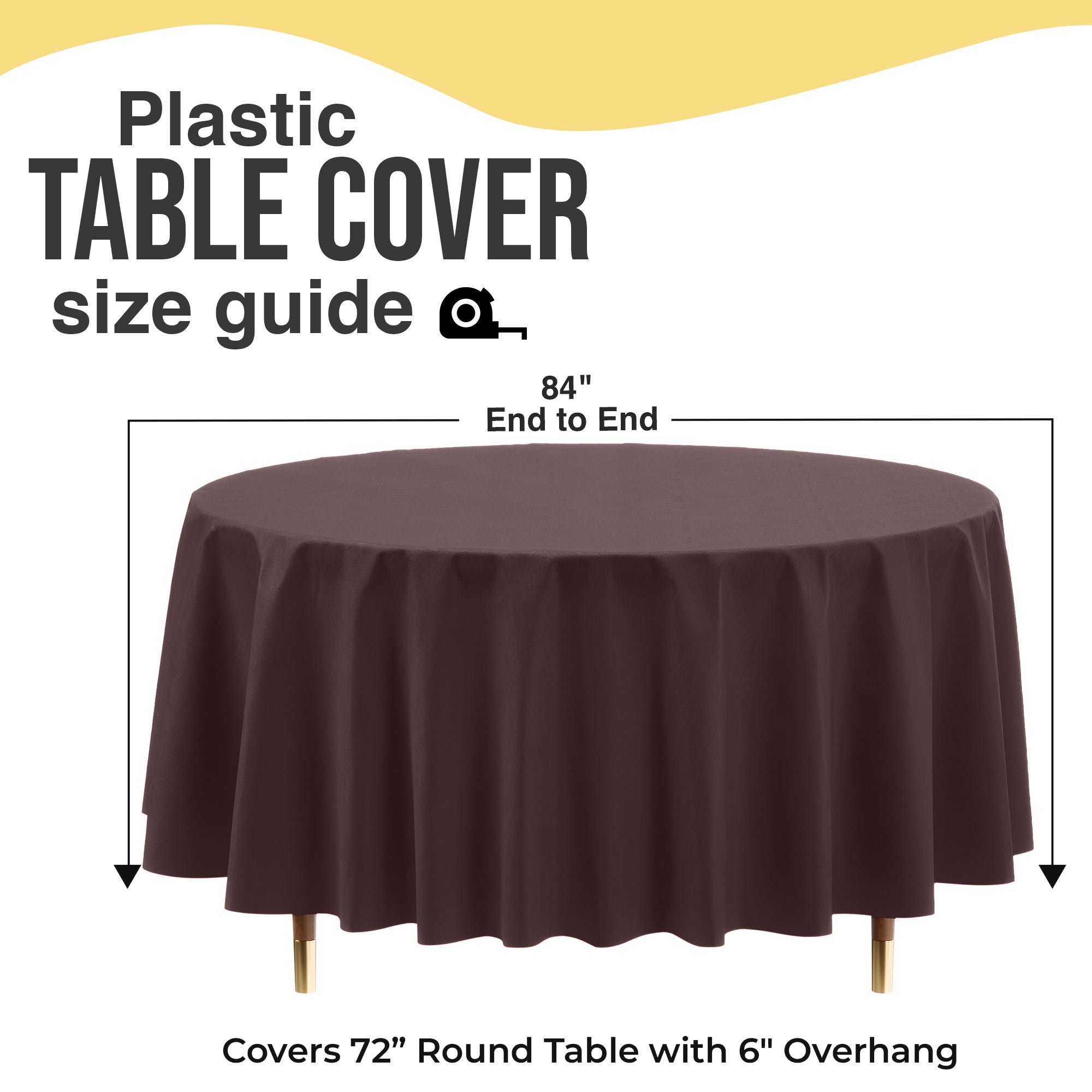 Premium Round Brown Plastic Table Cover | 84 in.