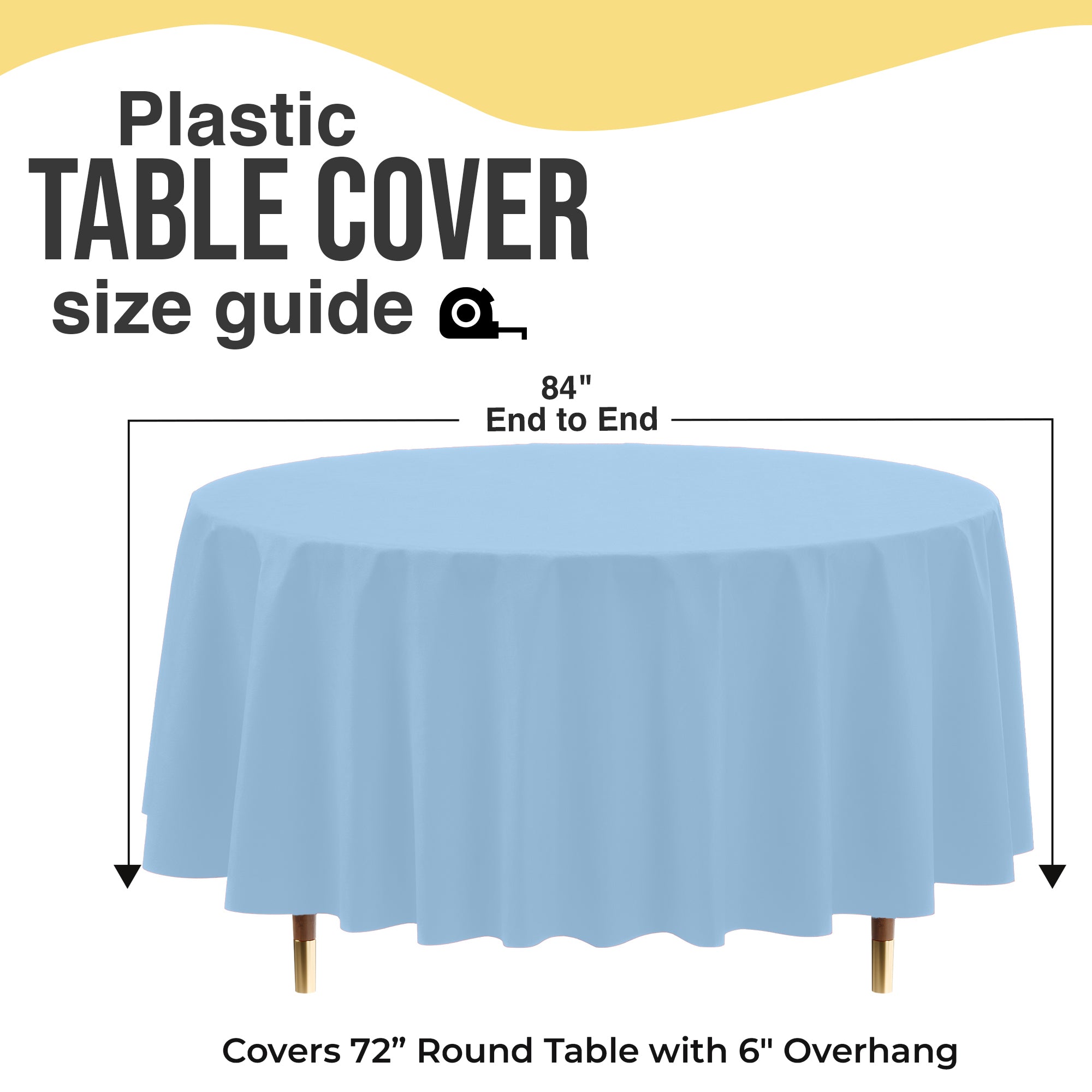 Premium Round Light Blue Plastic Table Covers | 12 Pack | 84 in.