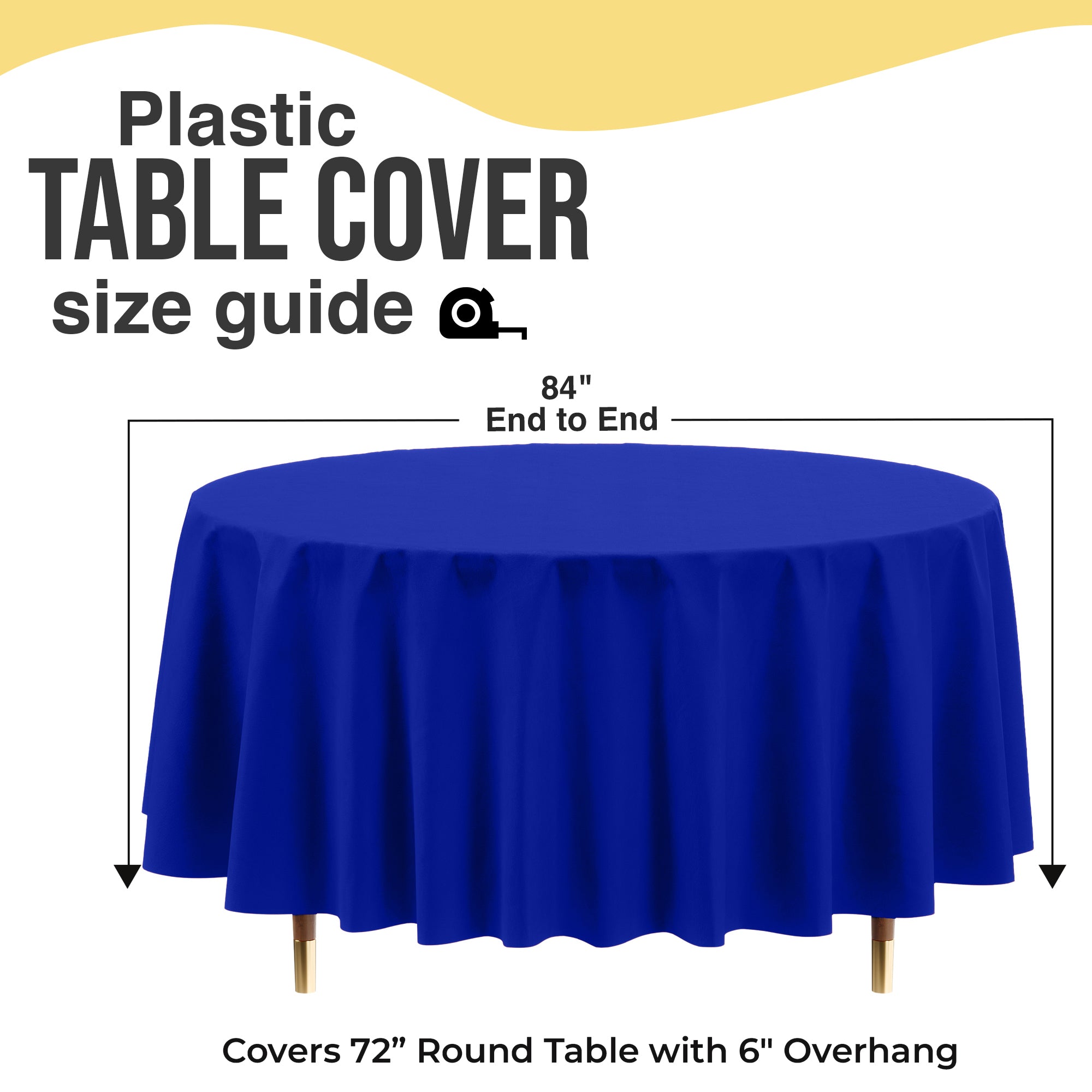 Premium Round Dark Blue Plastic Table Covers | 12 Pack | 84 in.
