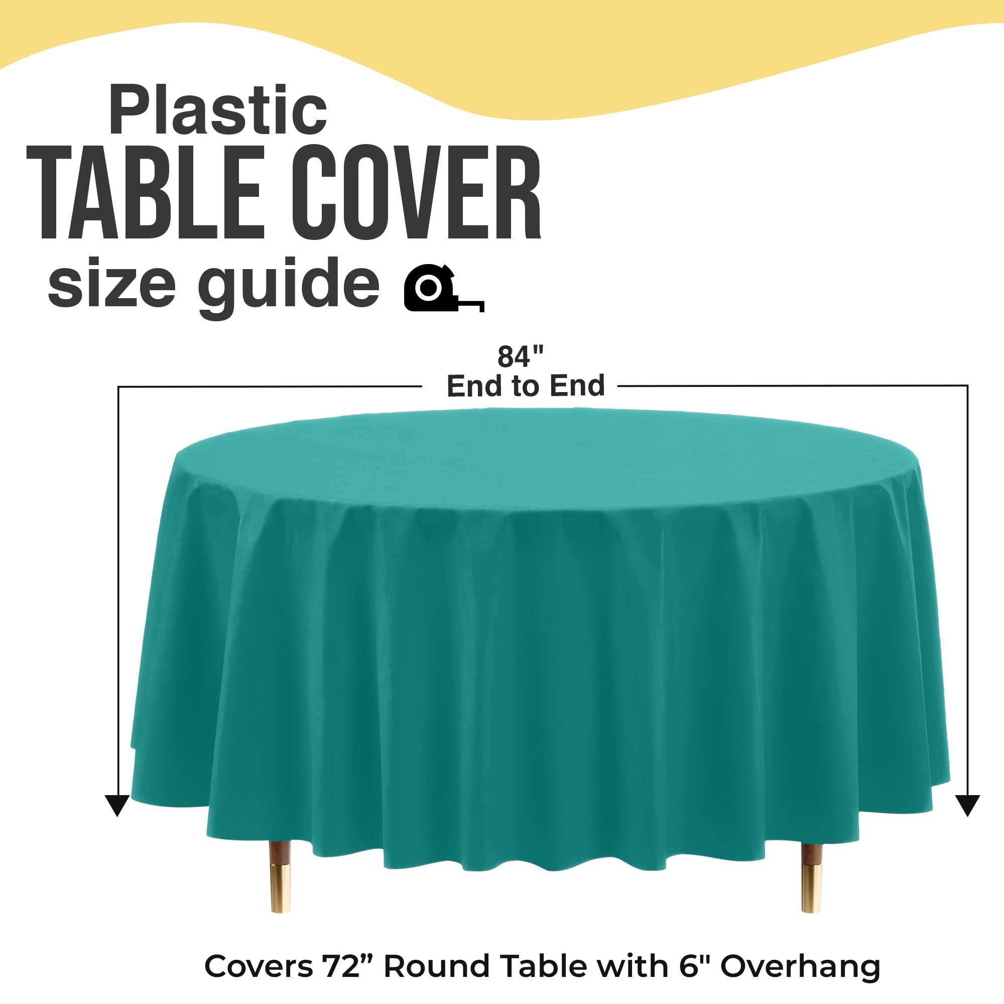 Premium Round Teal Plastic Table Covers | 6 Pack | 84 in.