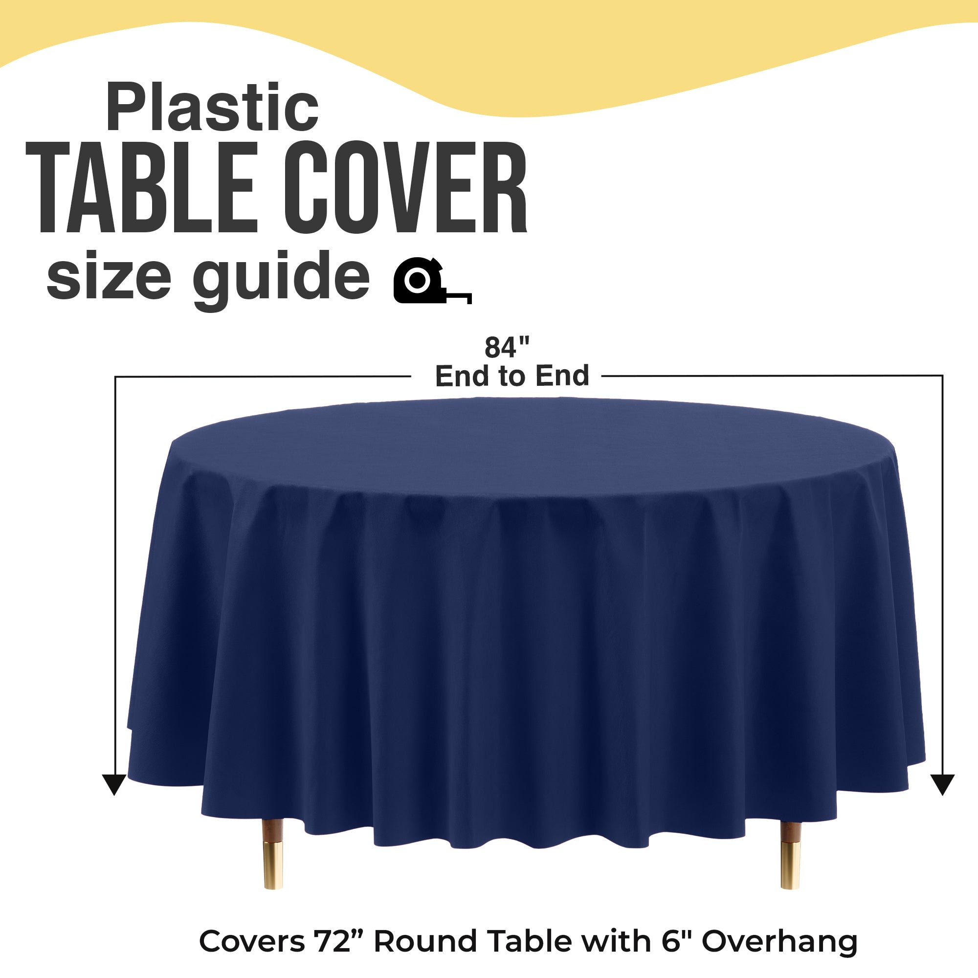Premium Round Navy Blue Plastic Table Covers | 12 Pack | 84 in.