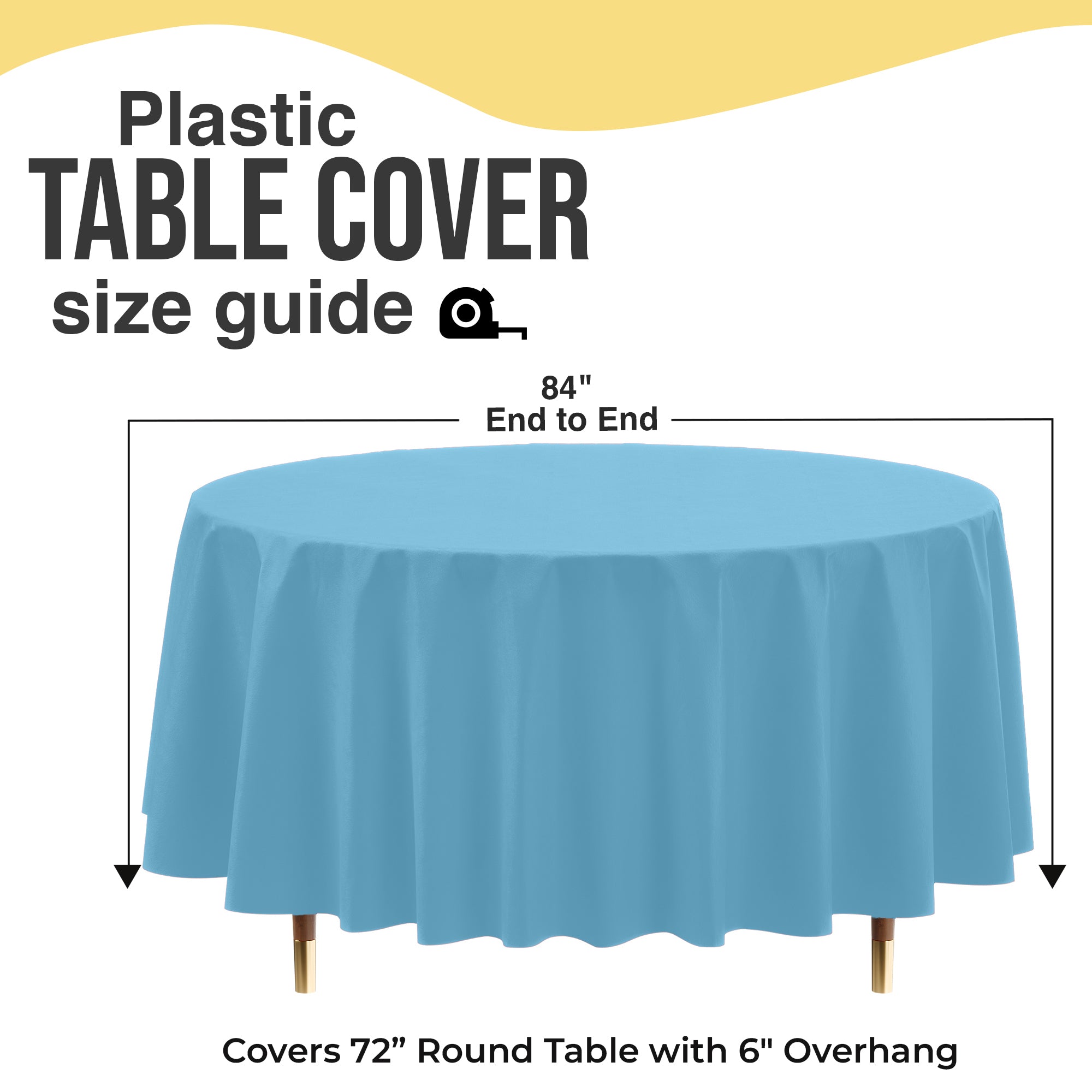 Premium Round Sky Blue Plastic Table Cover | 84 in. | Case of 96