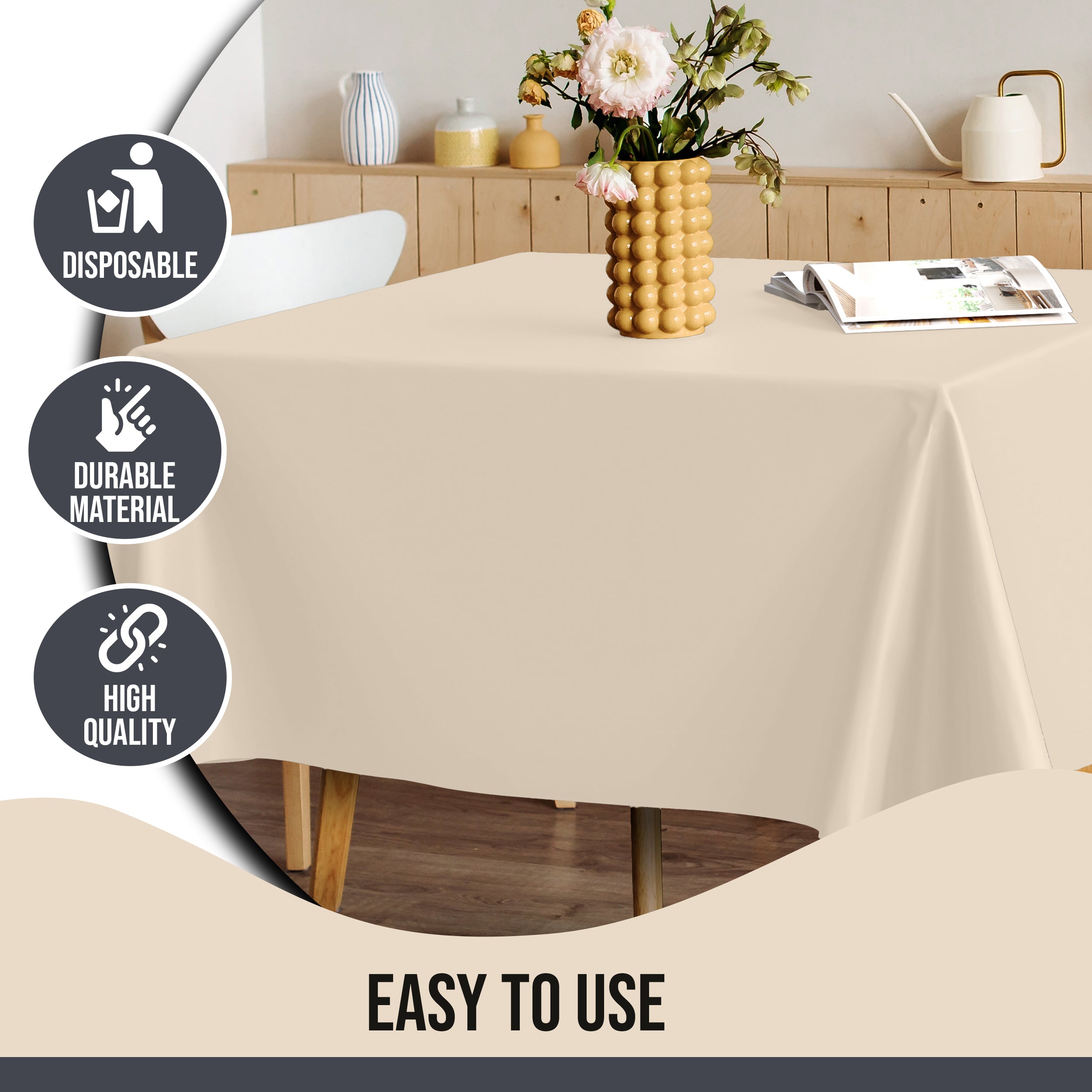 Premium Square Ivory Table Cover 52" x 52" | 1 Pack