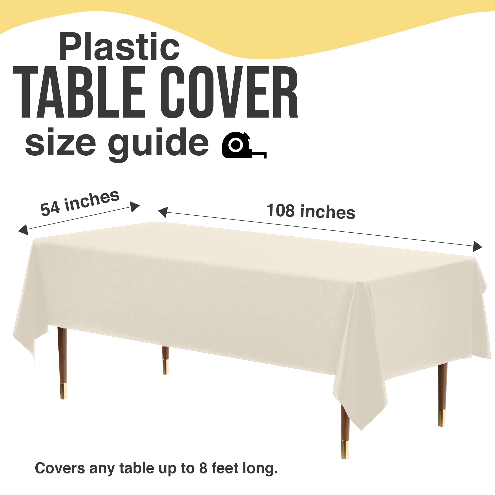 Premium Ivory Plastic Table Cover | 54 in. x 108 in.