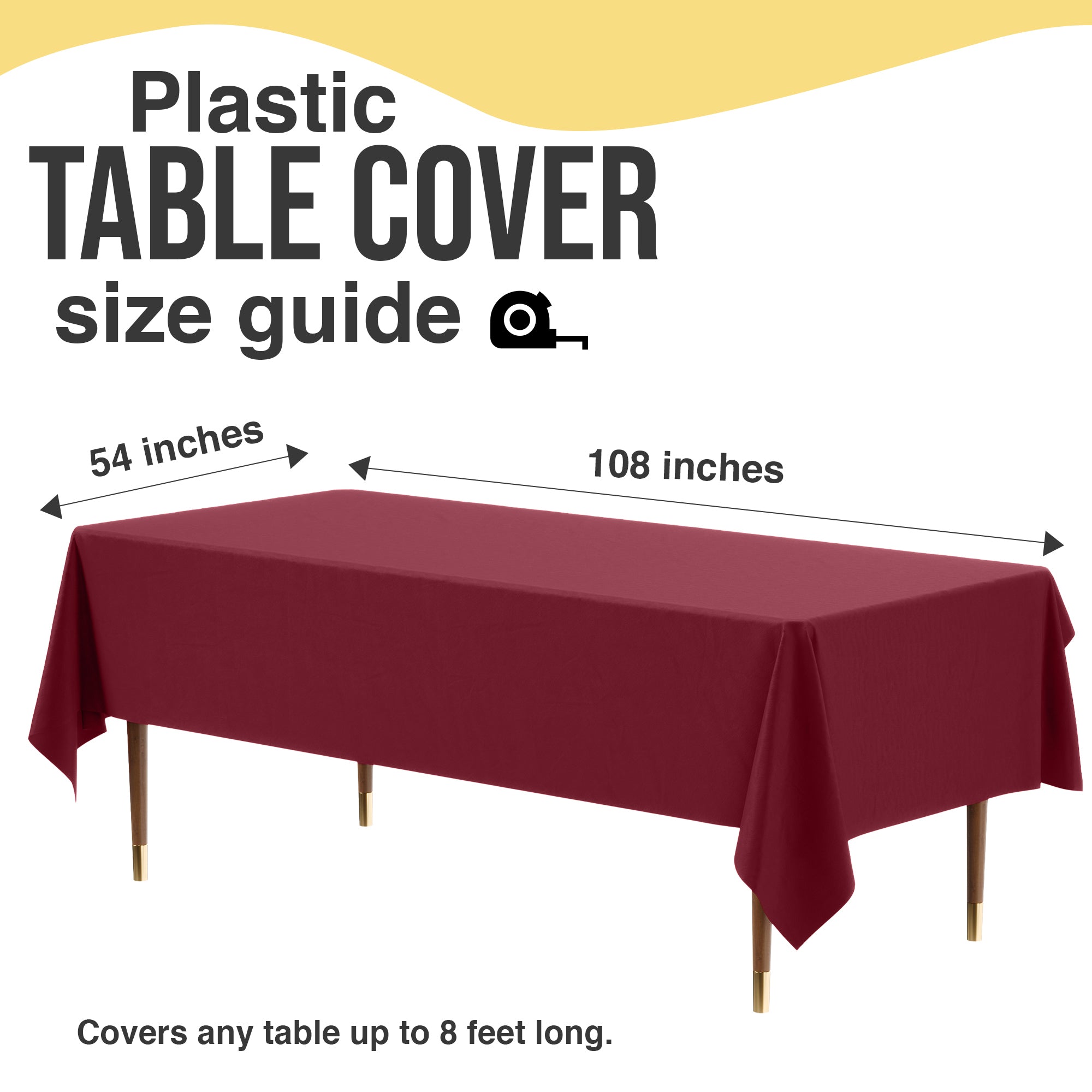 Premium Burgundy Plastic Table Cover | 54 in. x 108 in.