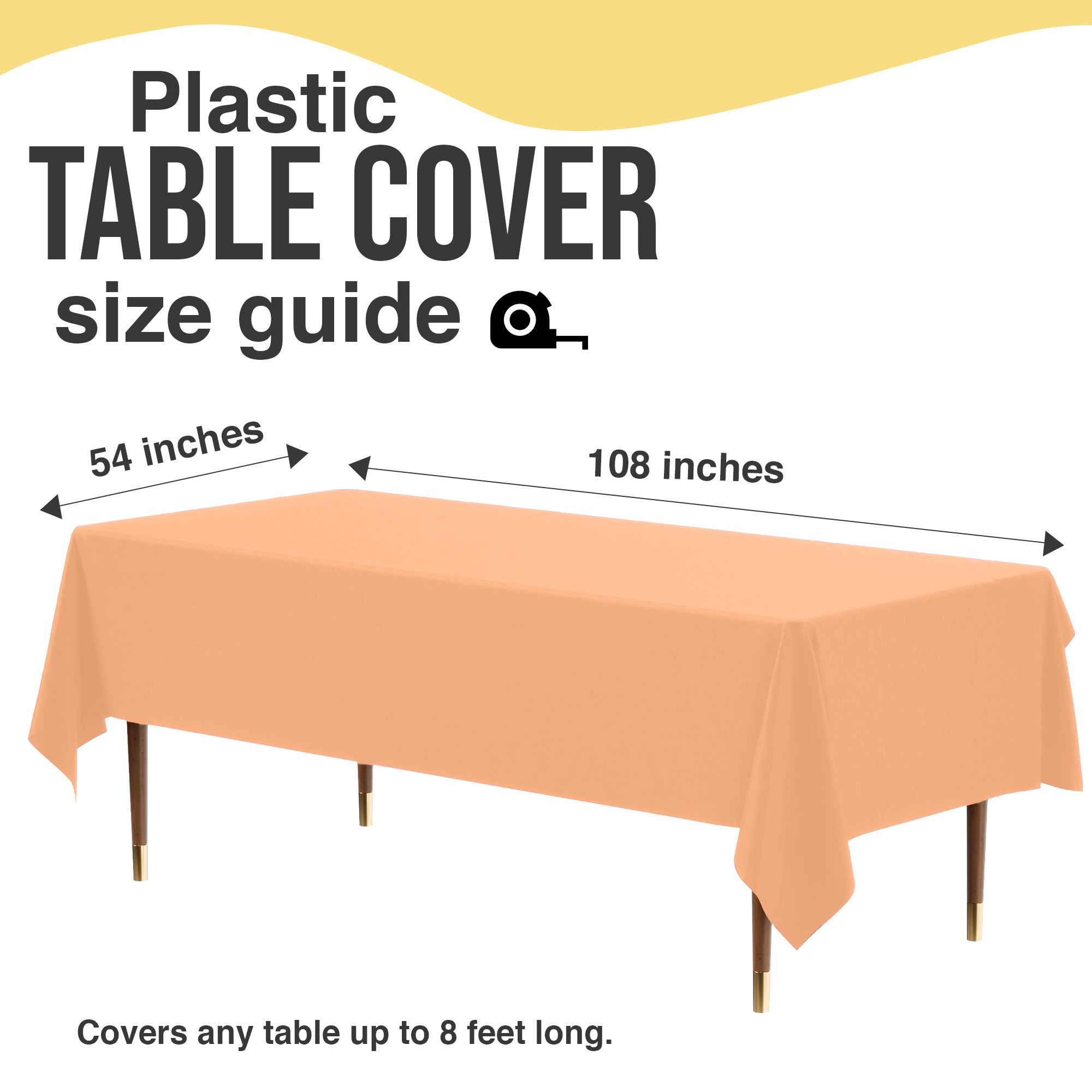 Premium Peach Plastic Table Cover | 54 in. x 108 in.