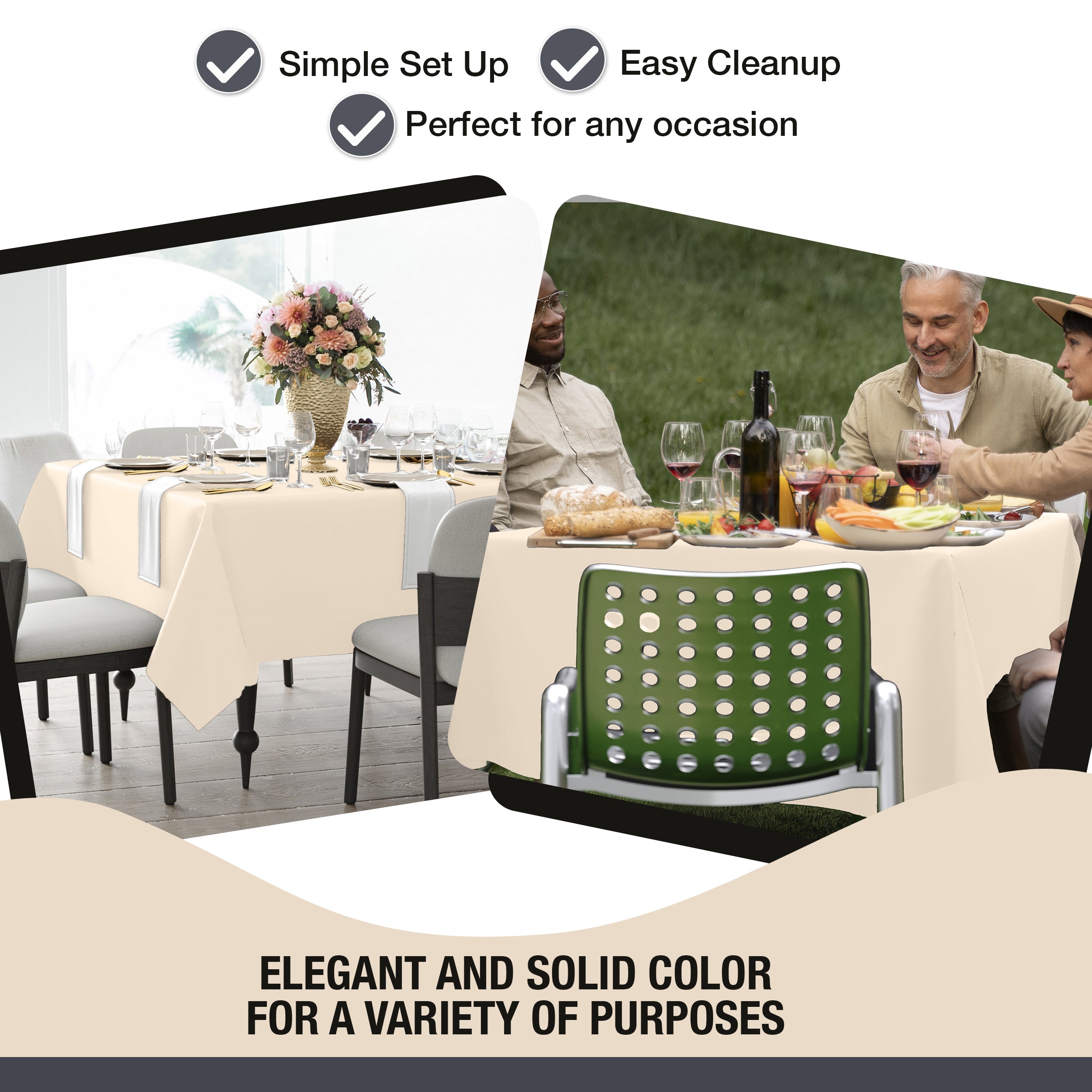 Premium Square Ivory Table Cover 70" x 70" | 1 Pack