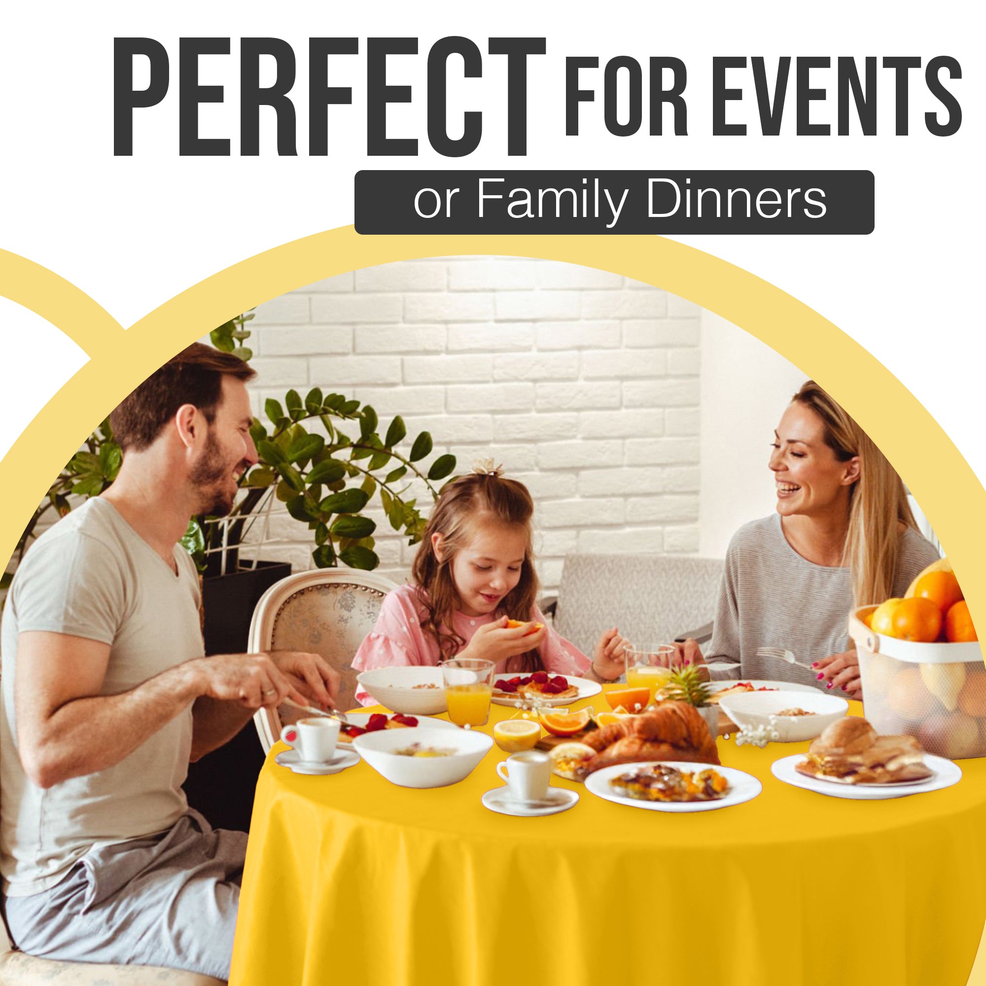 Premium Round Yellow Plastic Table Cover | 84 in. | Case of 96