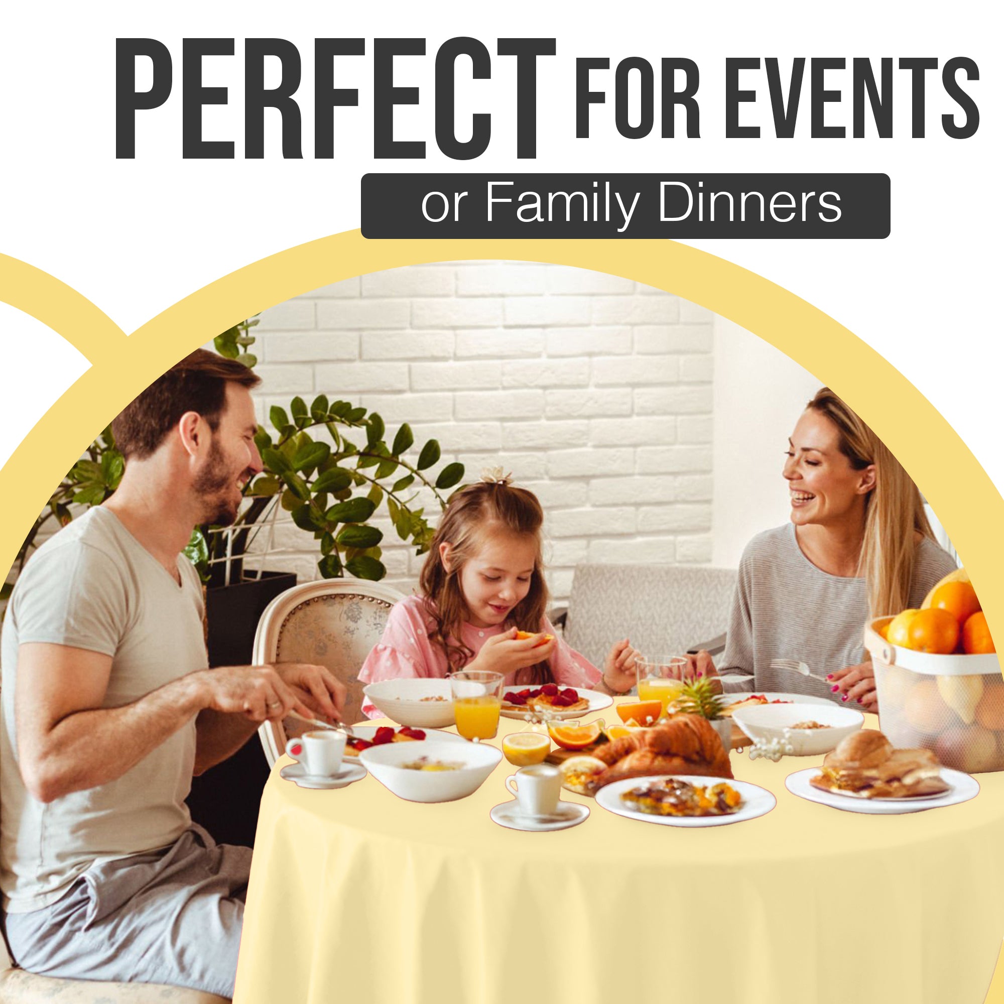 Premium Round Light Yellow Plastic Table Cover | 84 in.