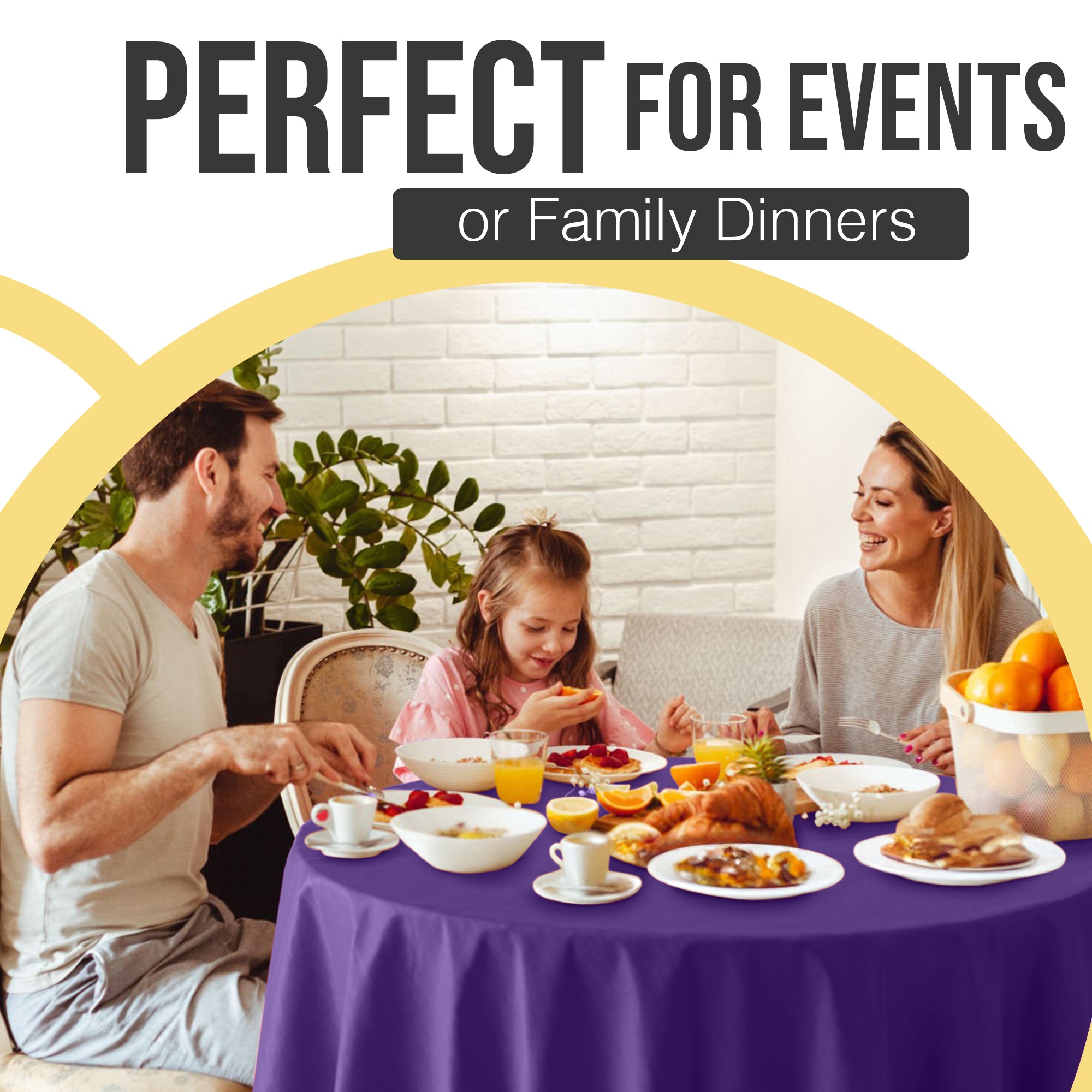 Premium Round Purple Plastic Table Covers | 6 Pack | 84 in.