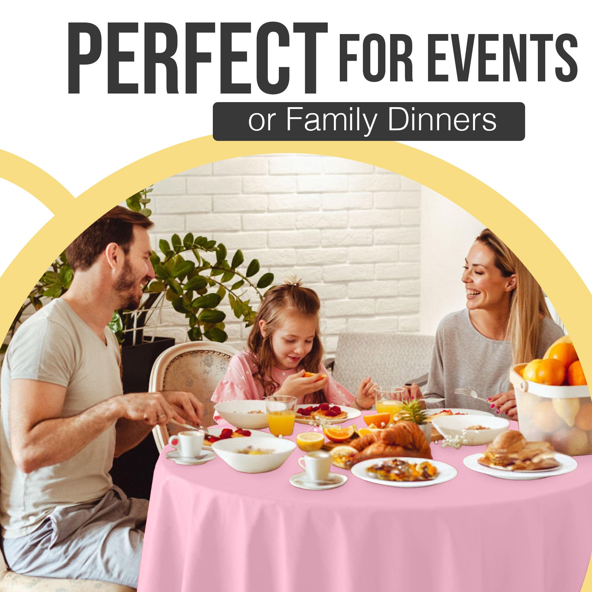 Premium Round Pink Plastic Table Covers | 6 Pack | 84 in.