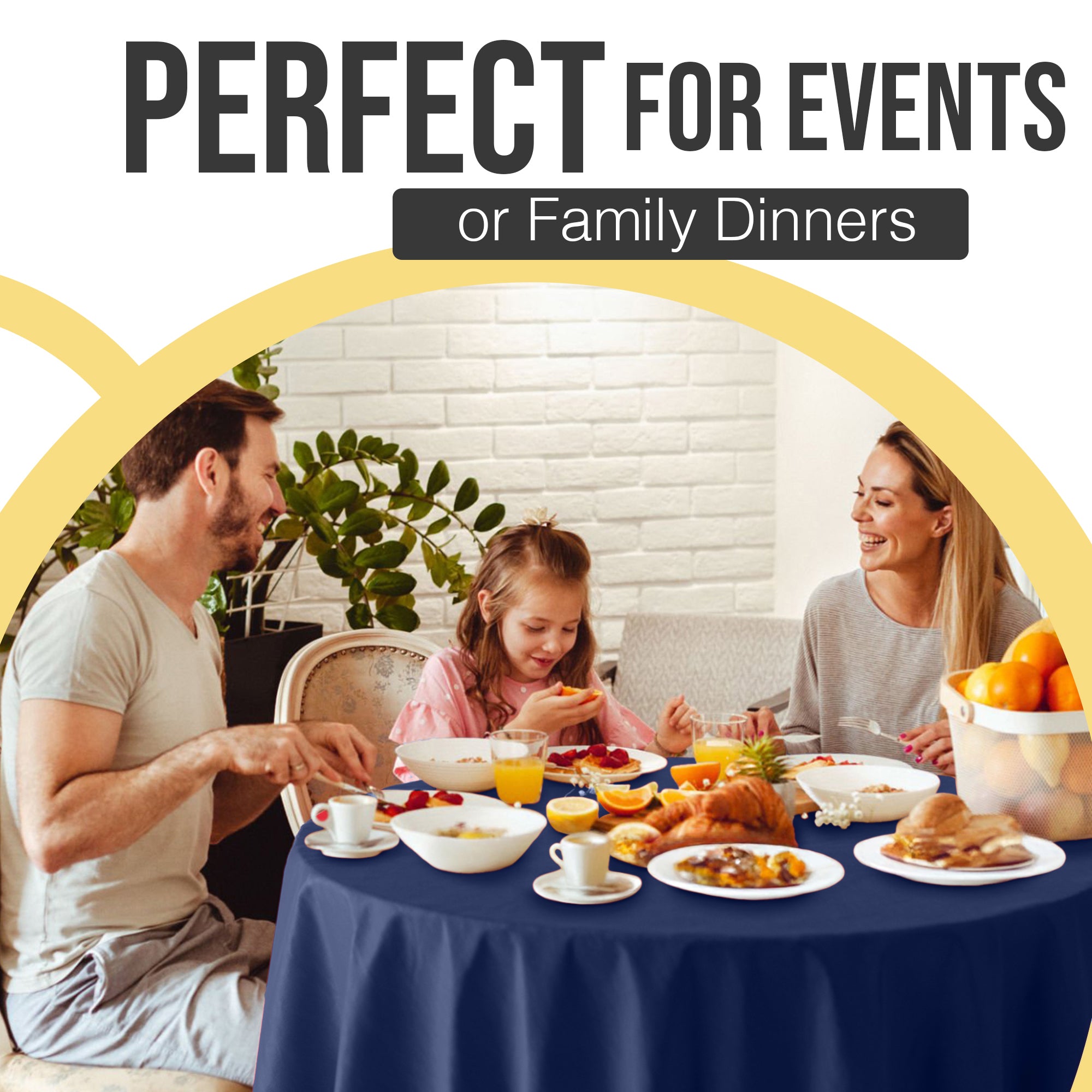 Premium Round Navy Blue Plastic Table Cover | 84 in. | Case of 96