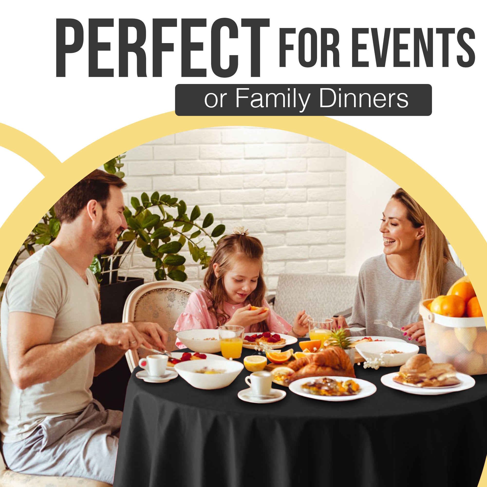 Premium Round Black Plastic Table Cover | 84 in. | Case of 96