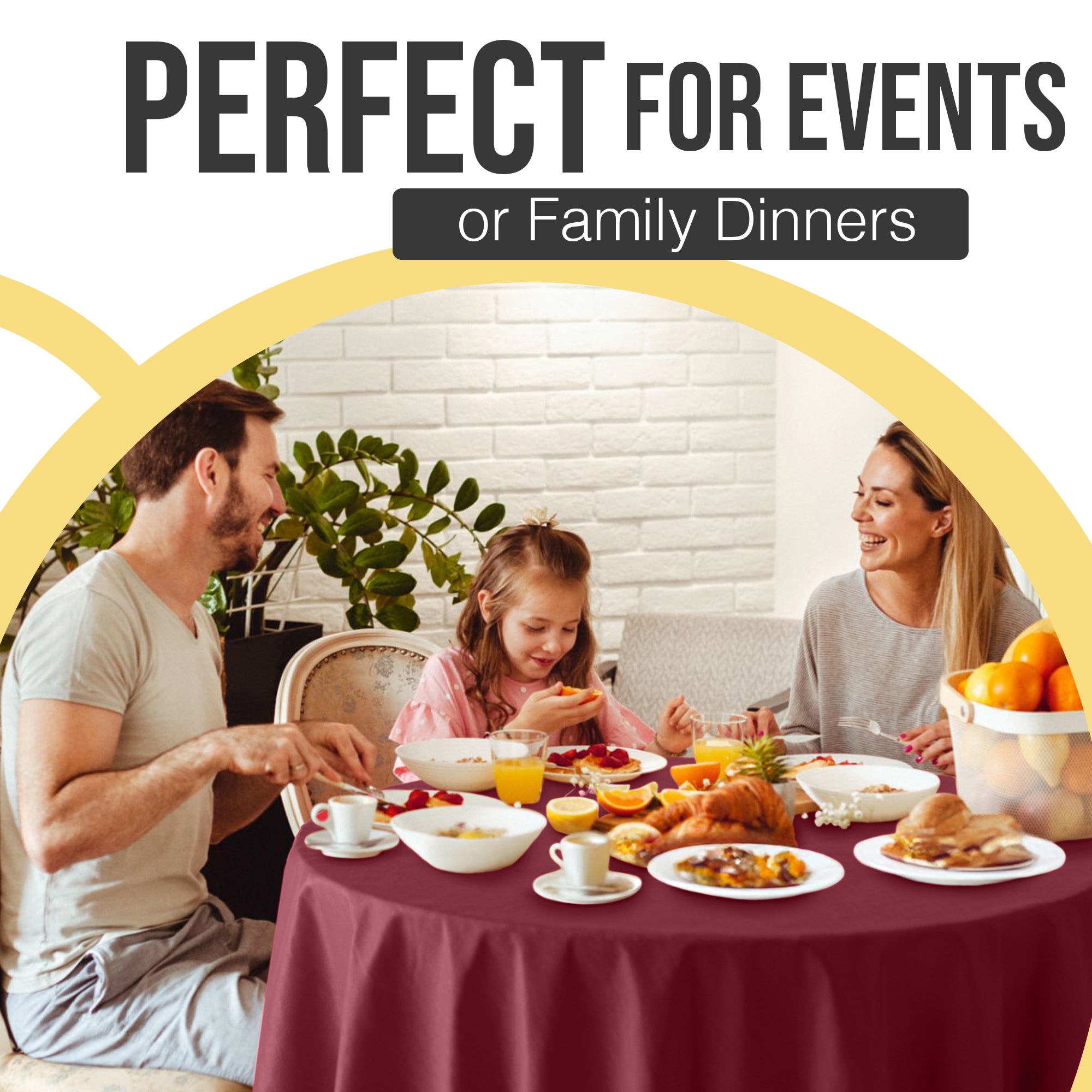 Premium Round Burgundy Plastic Table Covers | 6 Pack | 84 in.