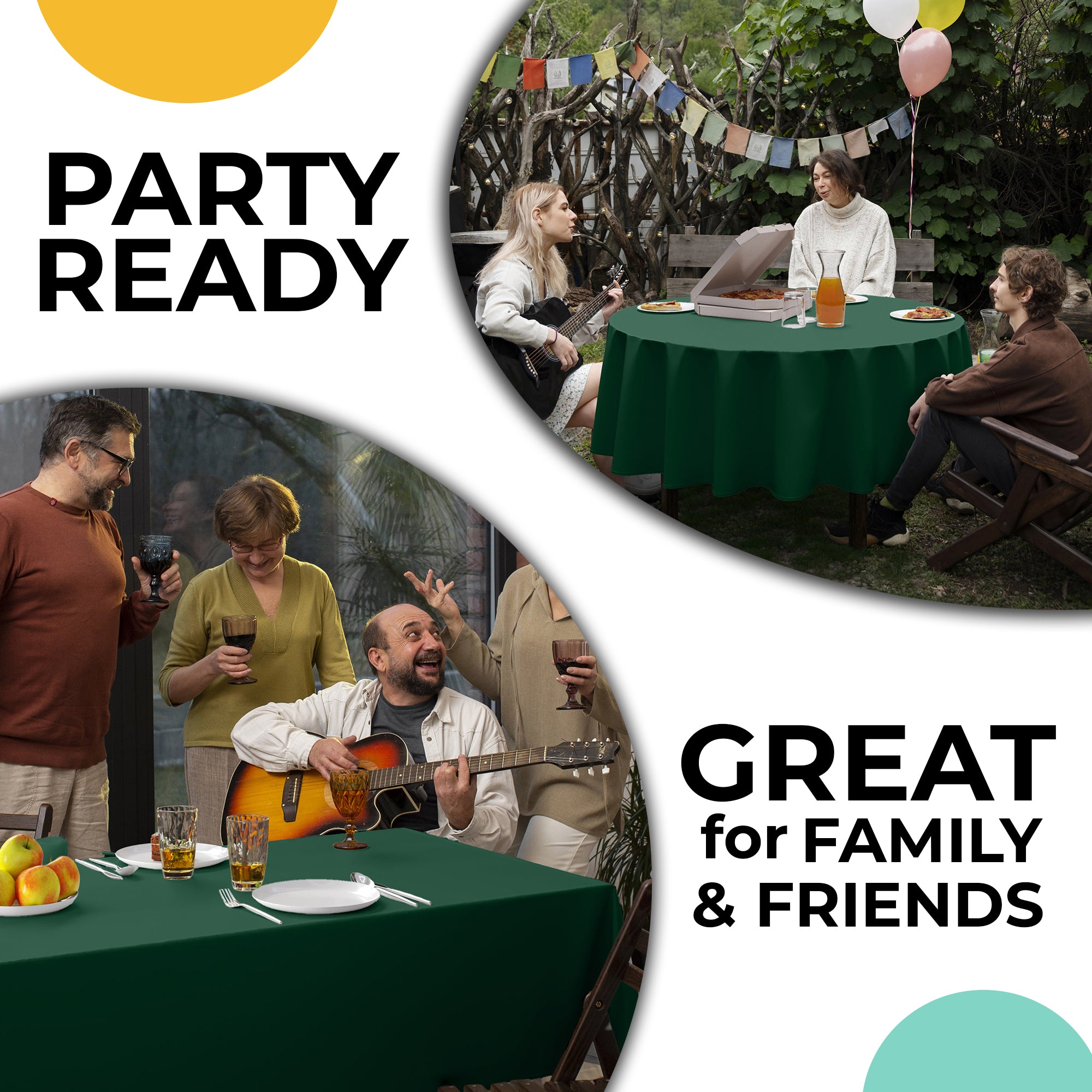 Dark Green Flannel Backed Plastic Table Cover 54 in. x 70 in.