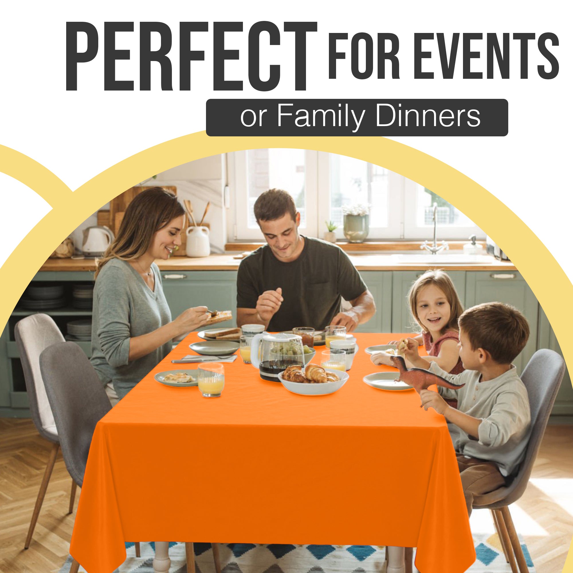 Premium Orange Plastic Table Covers | 6 Pack | 54 in. x 108 in.