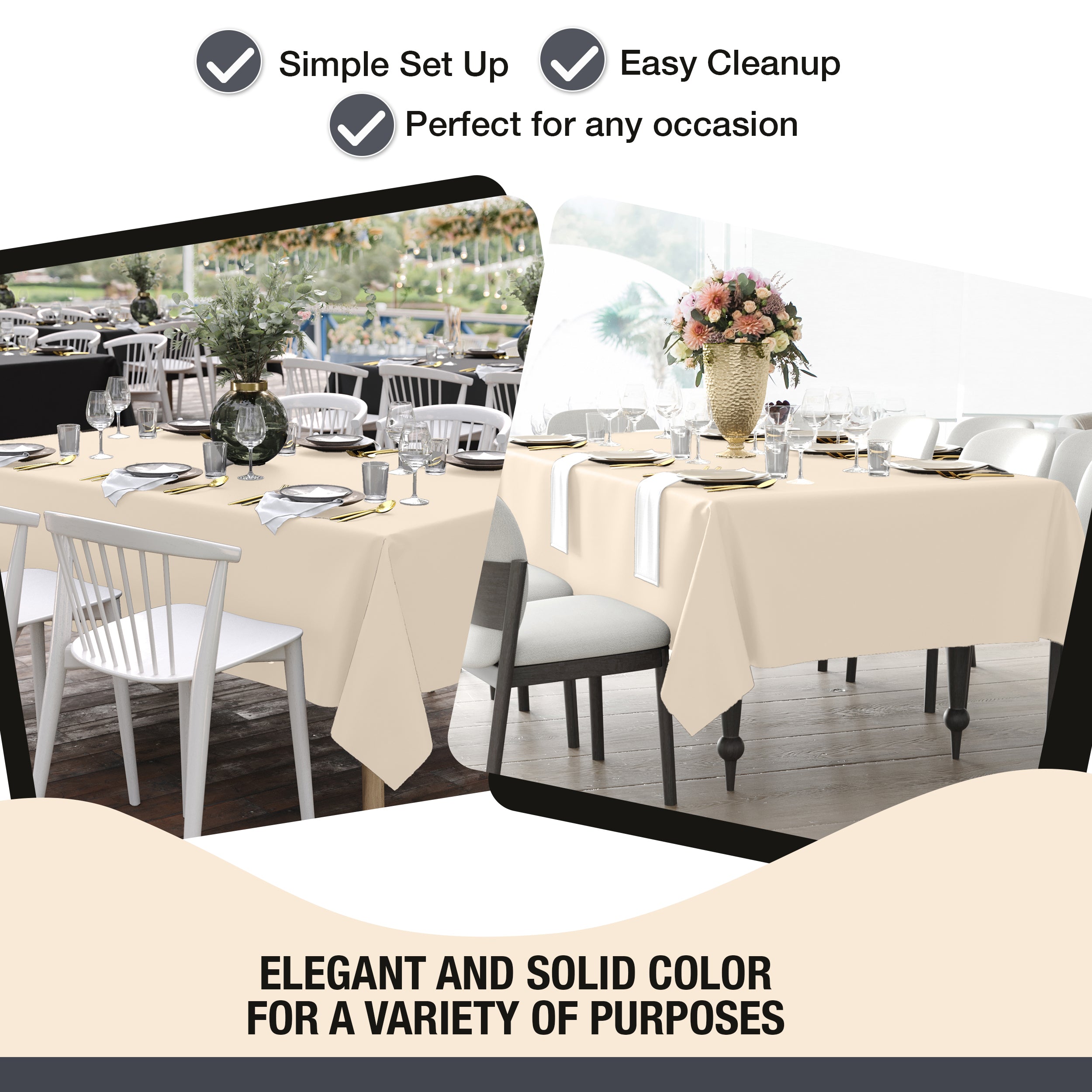 Premium Ivory Rectangle Table Cover 60" x 85" | 1 Pack
