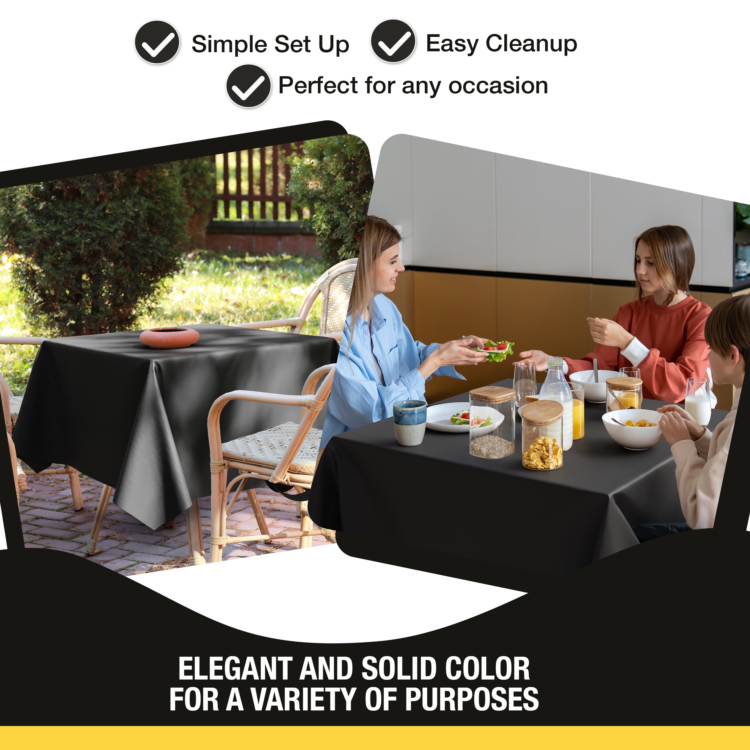 Premium Square Black Table Cover 52" x 52" | 1 Pack